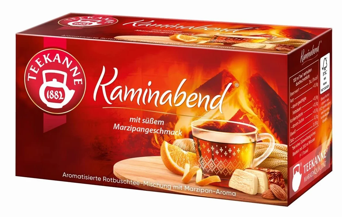 Teekanne Herbata zimowa, 6 sztuk, śnieżne marzenie, świecące gwiazdy, czarodziejska chatka, słodkie pieczone jabłko, wieczór kominkowy i czas zimowy, po 20 torebek herbaty (280 g)