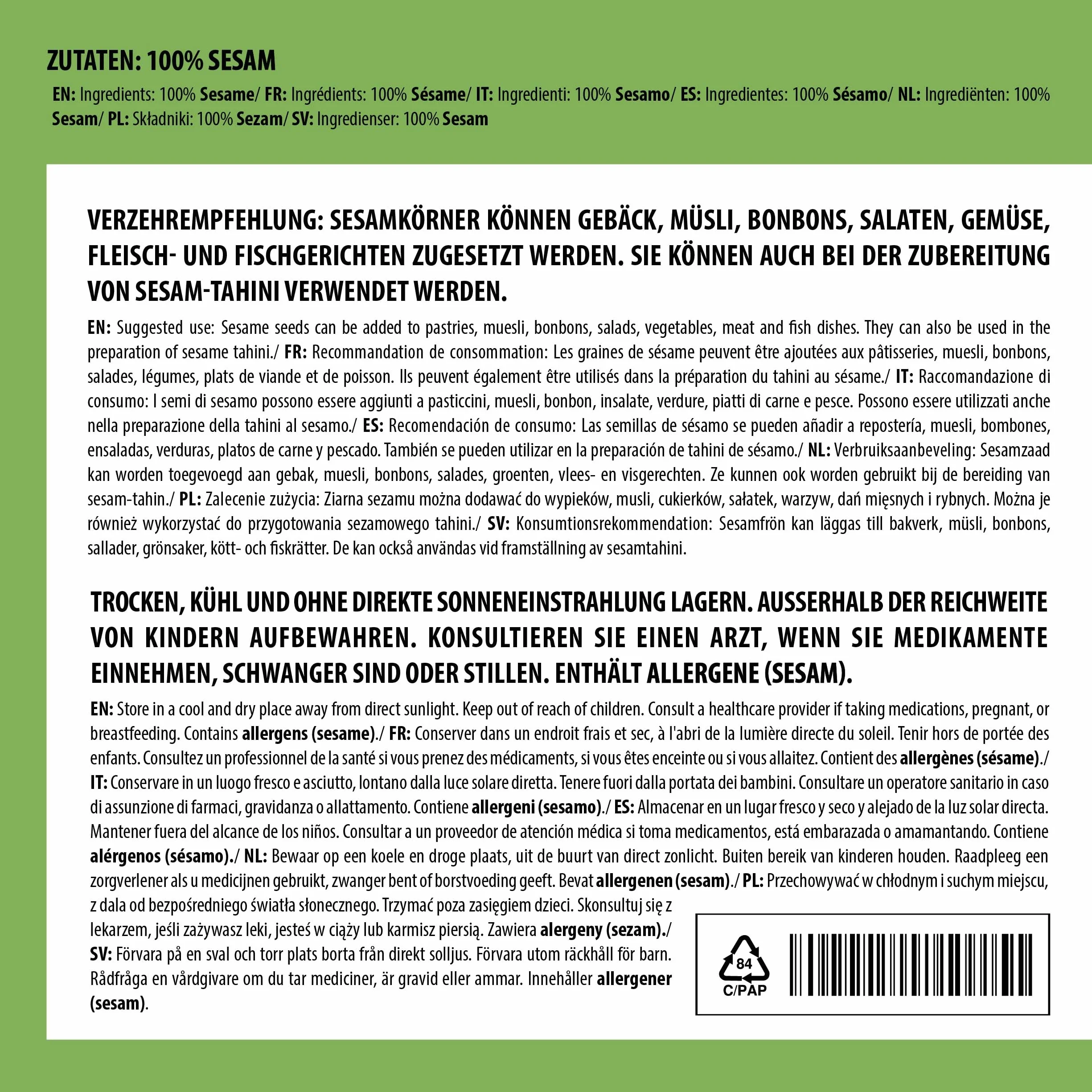 Alpi Nature Łuskane Białe Nasiona Sezamu 1kg, Łuskane Białe Nasiona Sezamu, Bezglutenowe