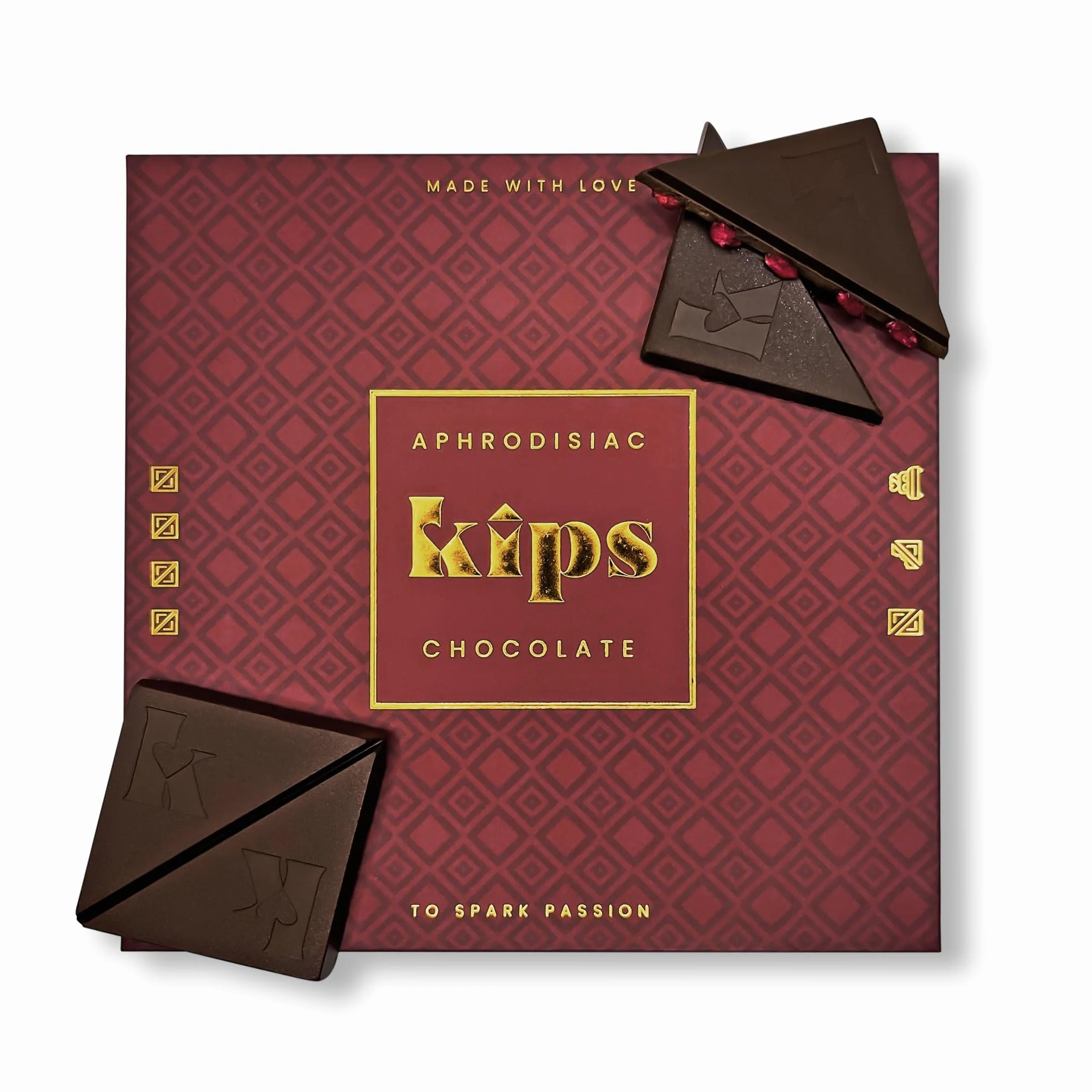kips Czekolada gorzka dla par | Maca, Ashwagandha, Muira Puama, nasiona granatu | Prezent dla partnera | Made in Germany | 1 pudełko – 4 porcje – 100 g