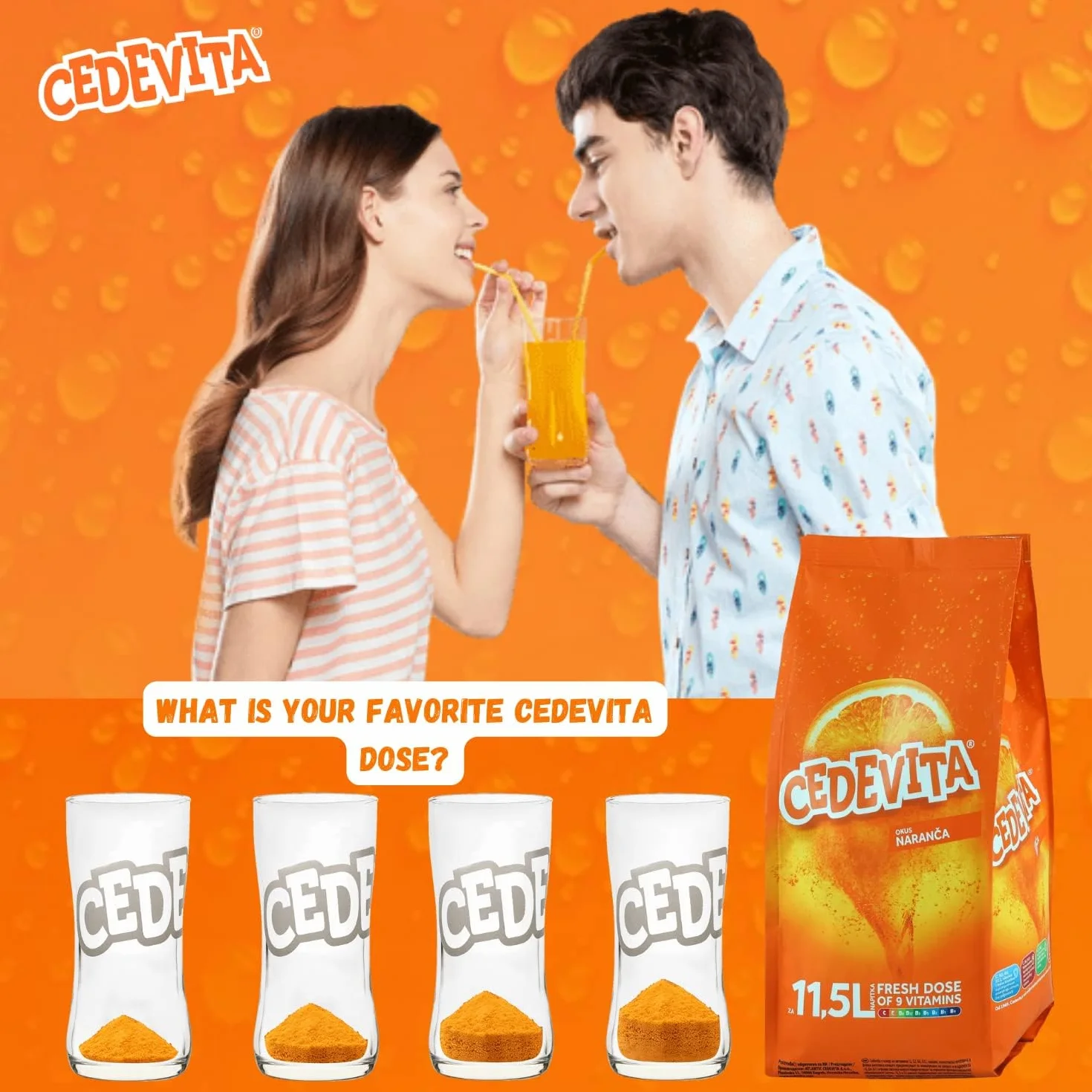 2 x Cedevita Orange Narandza Instant Mix napój witaminowy 455 g, sprawia, że sok bezalkoholowy 12,0 l