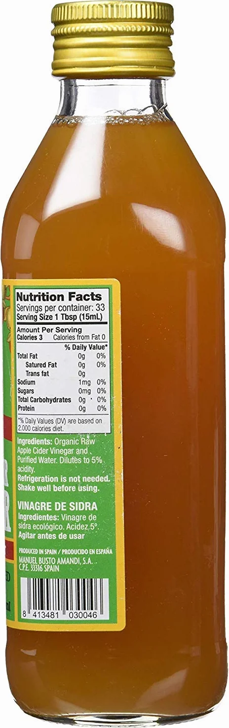 M. Busto - Organiczny ocet jabłkowy - Apple Cider Vinegar - ekologiczny niepasteryzowany z matką koszerną - od 1939 roku (6 x 500 ml)