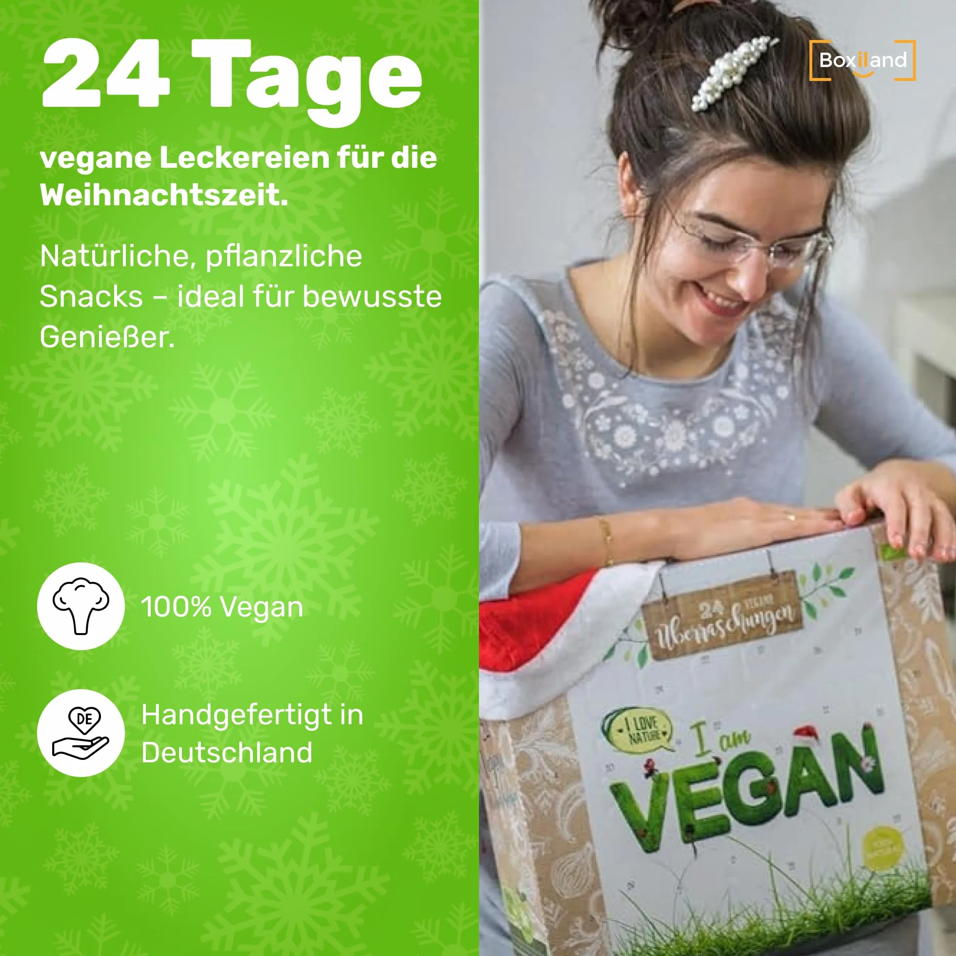 Bio Kalendarz Adwentowy 2025 Wegański [24 WEGAŃSKIE BIO PRZEKĄSKI] – Kalendarz świąteczny z przekąskami bio – kalendarz adwentowy vegan, Healthy Food & Bio Snacks (Wyprodukowano w Niemczech)