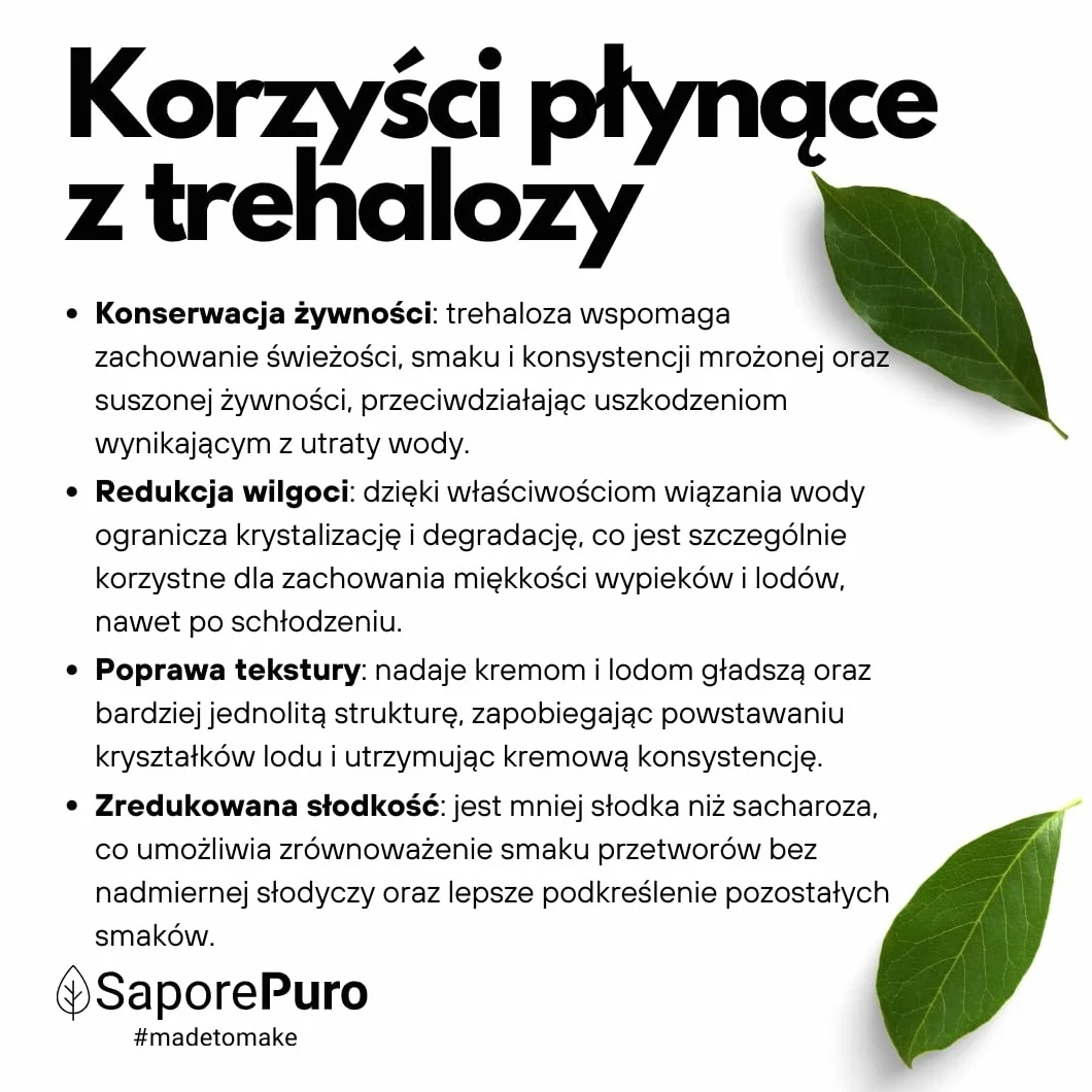 SaporePuro TREHALOZA w proszku 1 kg – alternatywny cukier - Cukier o niskim indeksie glikemicznym