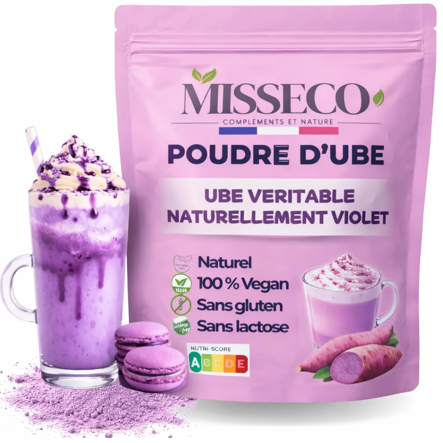 MISSECO Proszek z ube 100 g naturalny fioletowy barwnik spożywczy wegański bezglutenowy