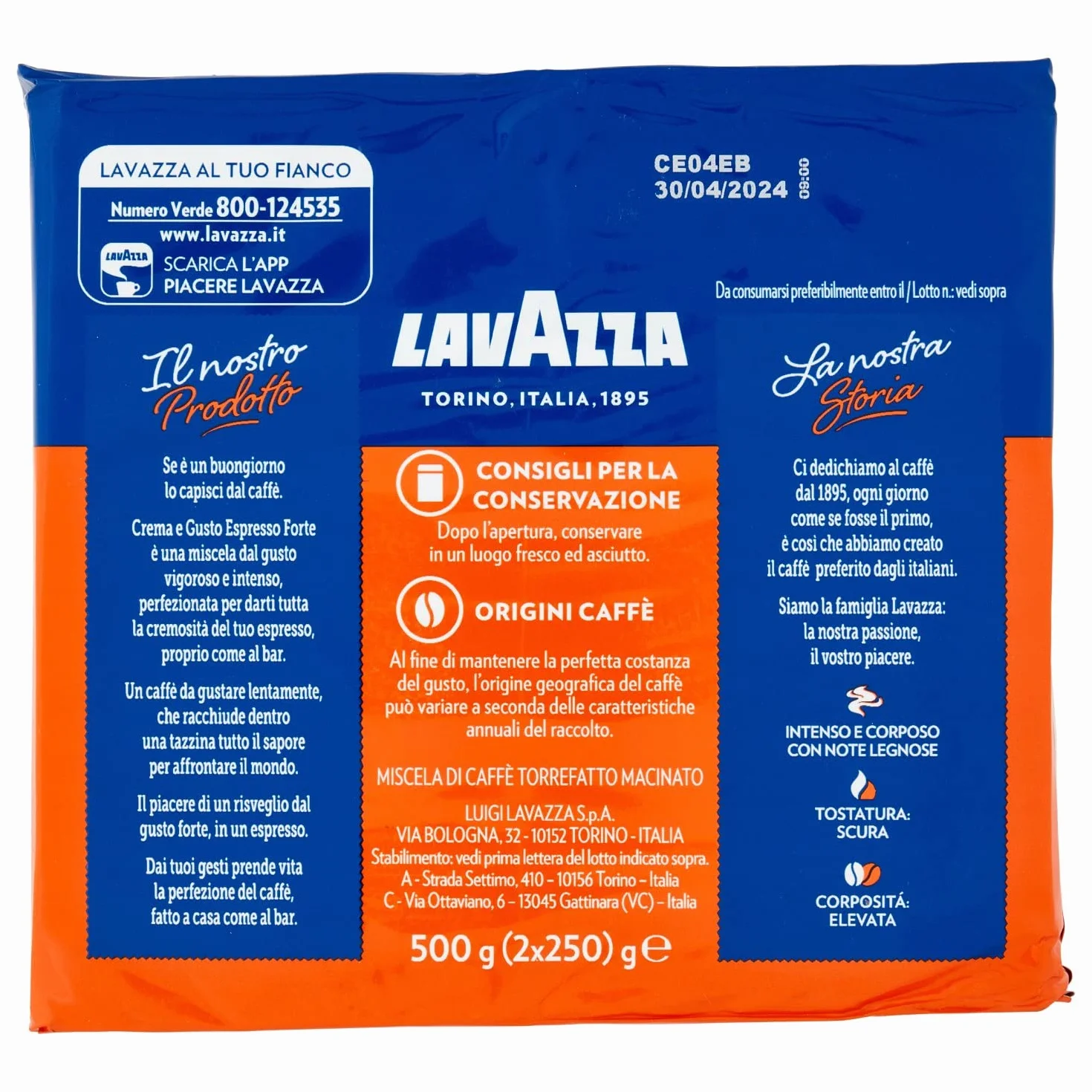 LAVAZZA Espresso Crema e Gusto Forte Cremoso e Deciso mielona kawa Bipack 6 x 250 g