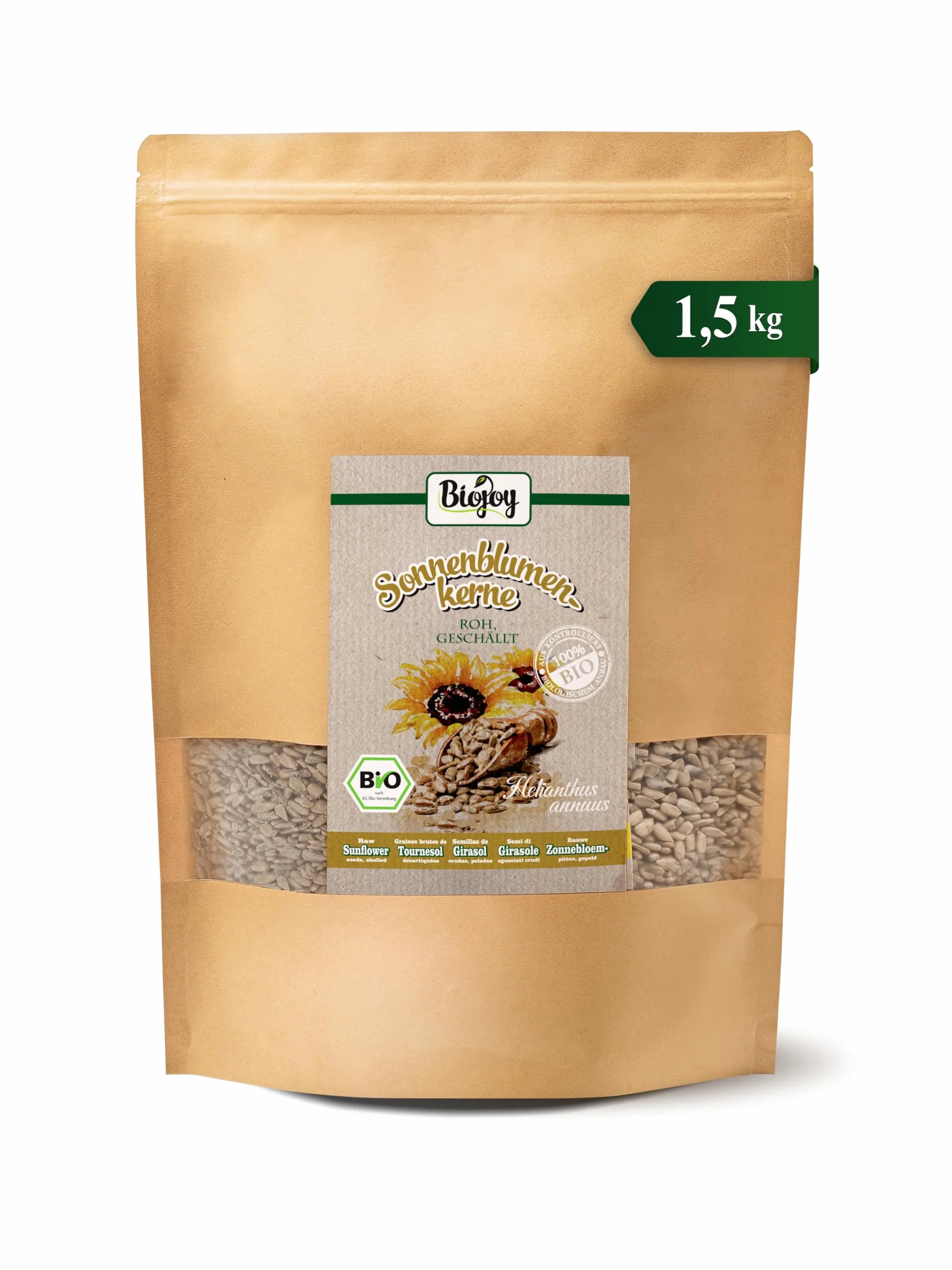 Biojoy BIO-Luskane nasiona Słonecznika, surowe i niesolone (1,5 kg)