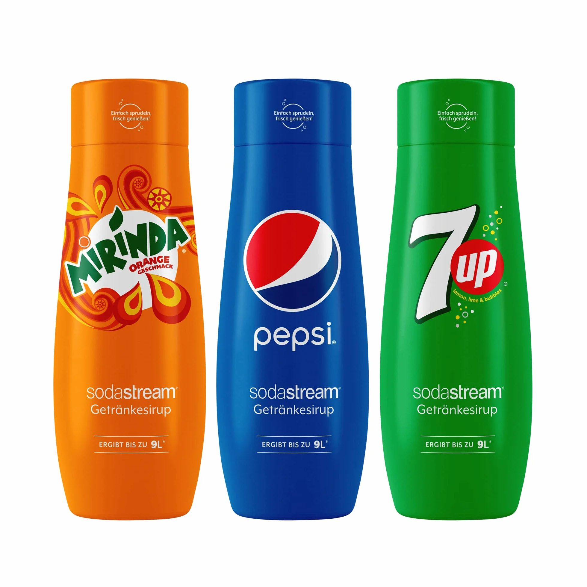 SodaStream Syrop-Bundle Pepsi, 7Up i Mirinda, 3 x 440 ml syrop do napojów na 9 litrów gotowego napoju