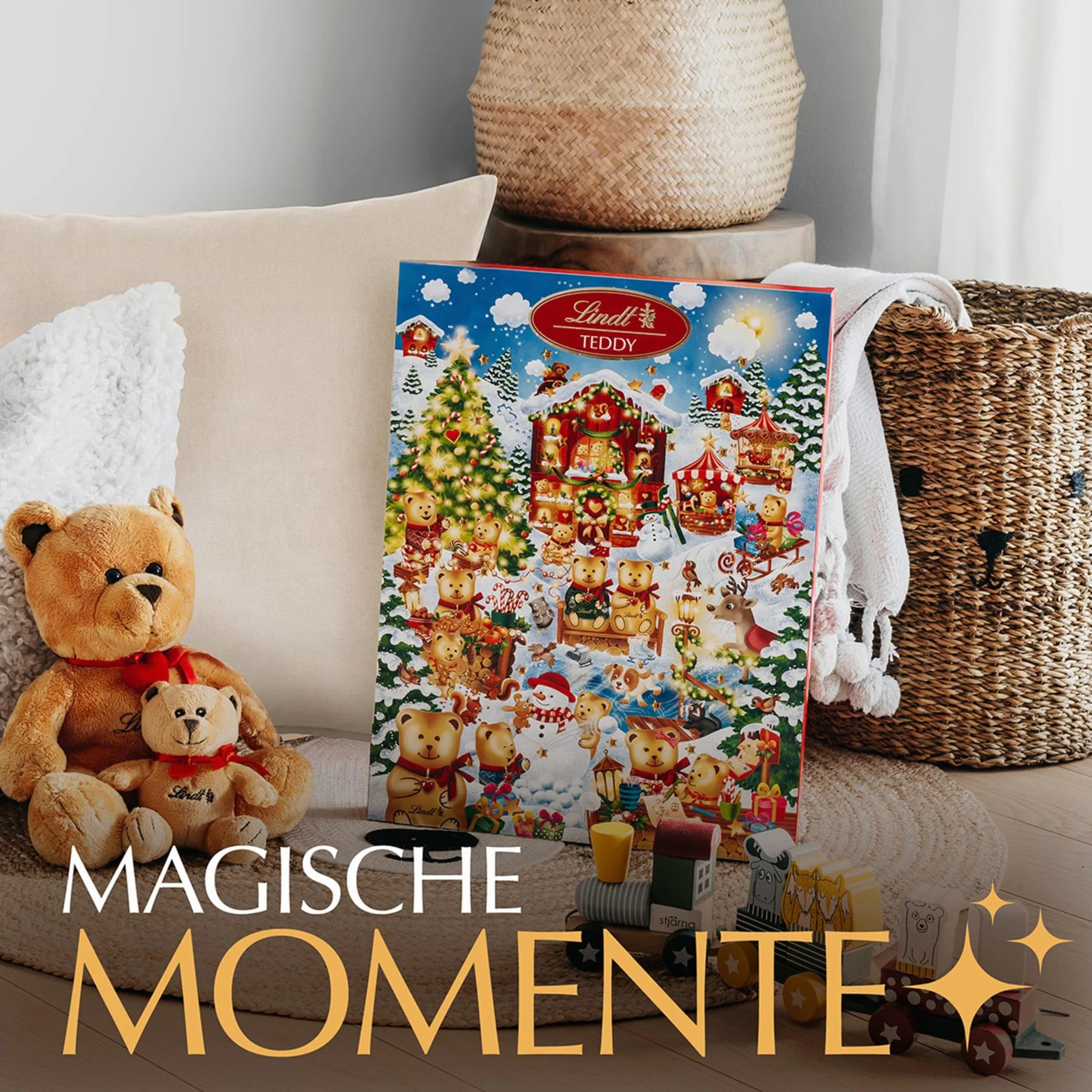 Lindt Czekoladowy miś kalendarz adwentowy 2024 | 265 g | słodkie niespodzianki, częściowo wypełnione kremem mlecznym | czekolada na Boże Narodzenie | dla dzieci | czekoladowy prezent