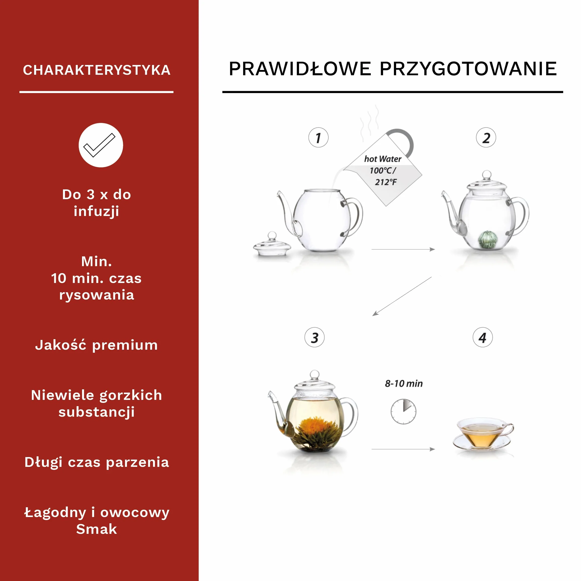 Creano Mieszanka kwiatów herbacianych - zestaw upominkowy ErblühTee ze szklanym dzbankiem i 6 kwiatami herbacianymi + 12 róż herbacianych w drewnianej skrzynce na herbatę w 6 rodzajach - biała herbata