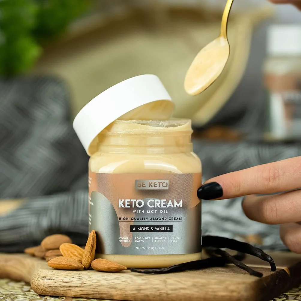 Be Keto Keto Krem Migdałowo-Waniliowy z Olejem MCT Masło Roślinne do Wegańskich Keto Friendly Food Bezglutenowe 250g