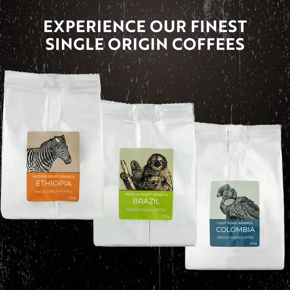Zestaw Prezentowy - COFFEES OF THE WORLD | Ziarna Kawy 600g (6 x 100g) - 6 Najwyższej Jakości Kaw Jednorodnych | Pomysł na Prezent dla niego lub dla niej