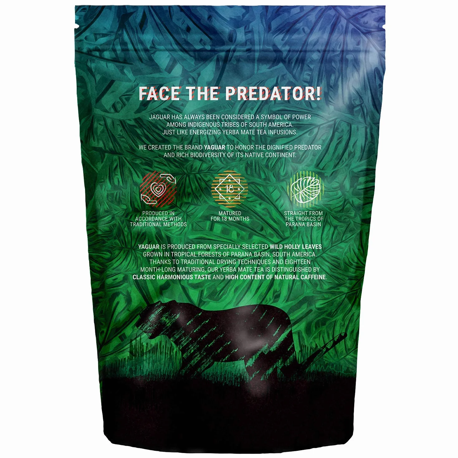 Yaguar Energia Guarana 0,5 kg | Mocno pobudzająca yerba mate z Brazylii | Wspaniały smak | Moc naturalnej kofeiny | Herbata Yerba Mate z guaraną 500 g | Tradycyjne metody produkcji