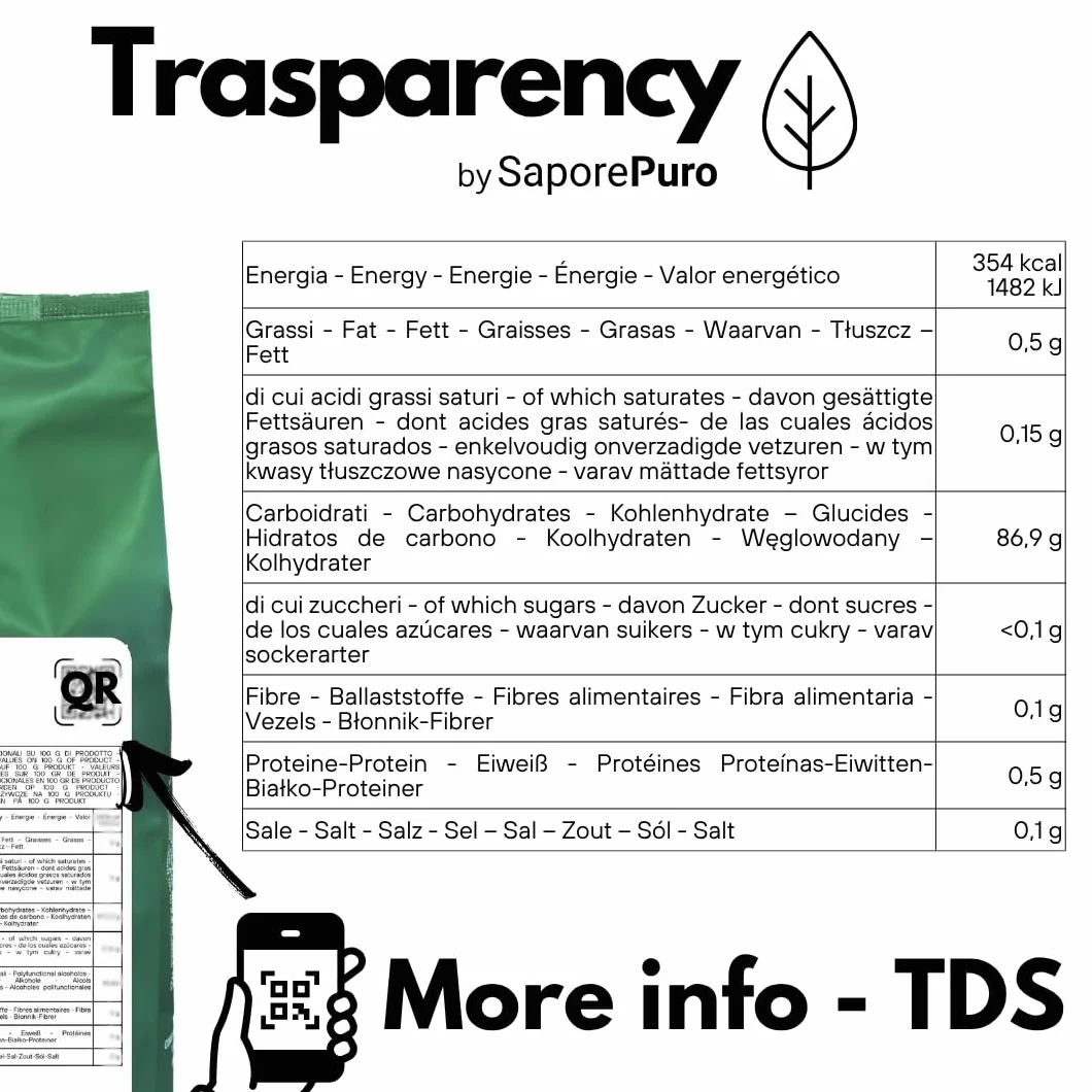 SaporePuro Naturalna Skrobia Ryżowa 1000 g – 100% Włoska, Bezglutenowa, Idealna do Naturalnej Kosmetyki, Deserów i Sosów