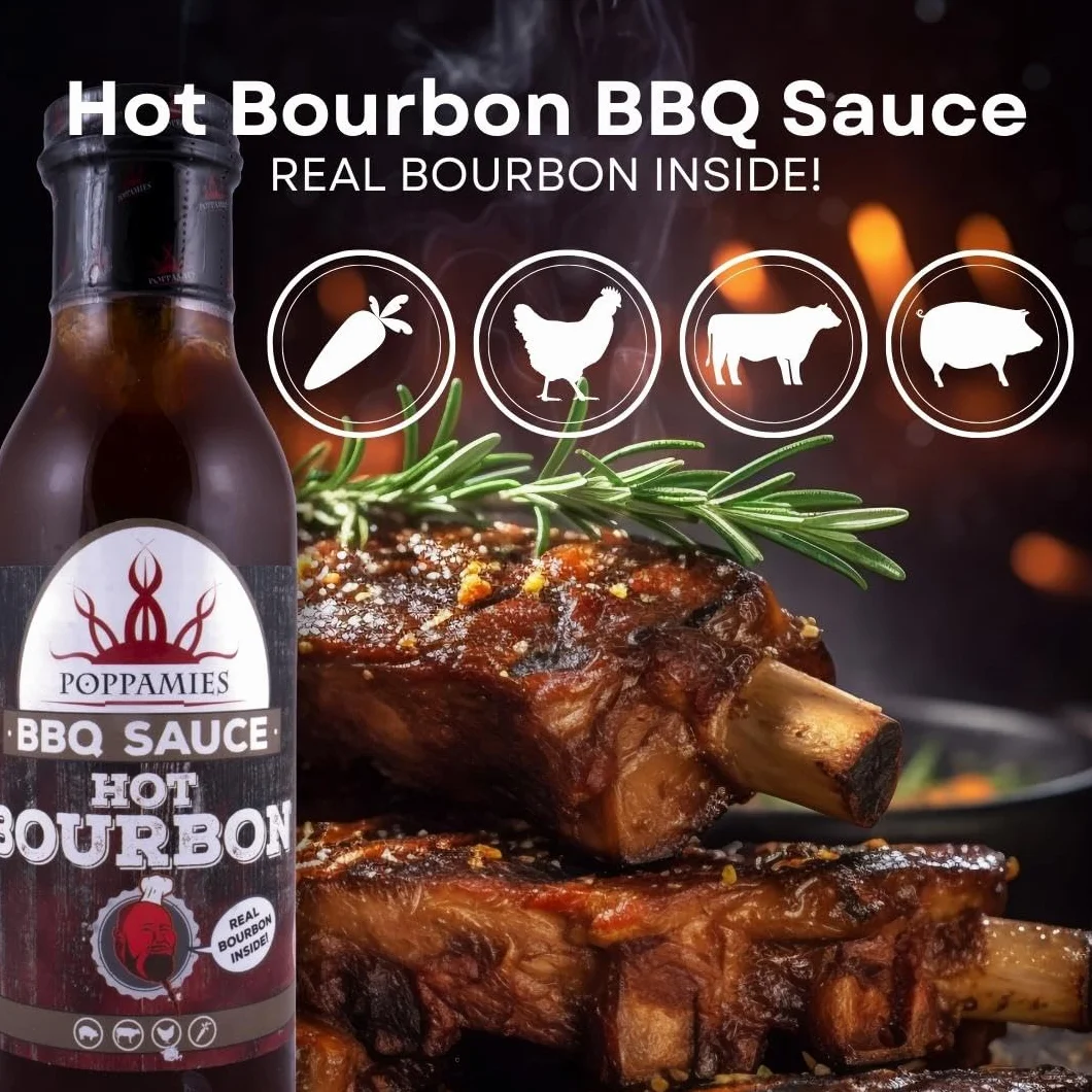 Sos BBQ Poppamies Hot Bourbon 410g