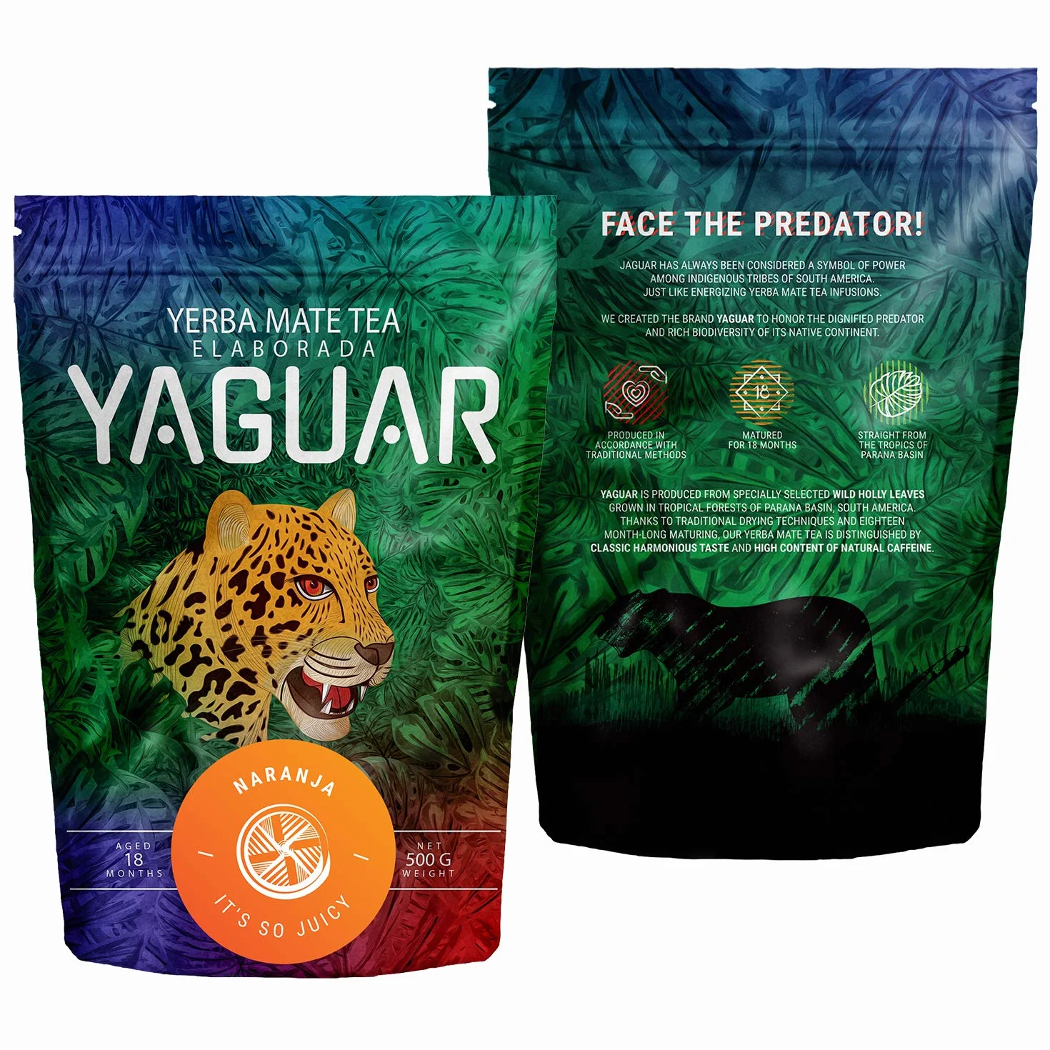Yaguar Naranja Yerba Mate z Pomarańczą 0,5 kg - Brazylijska Herbata Mate 500 g