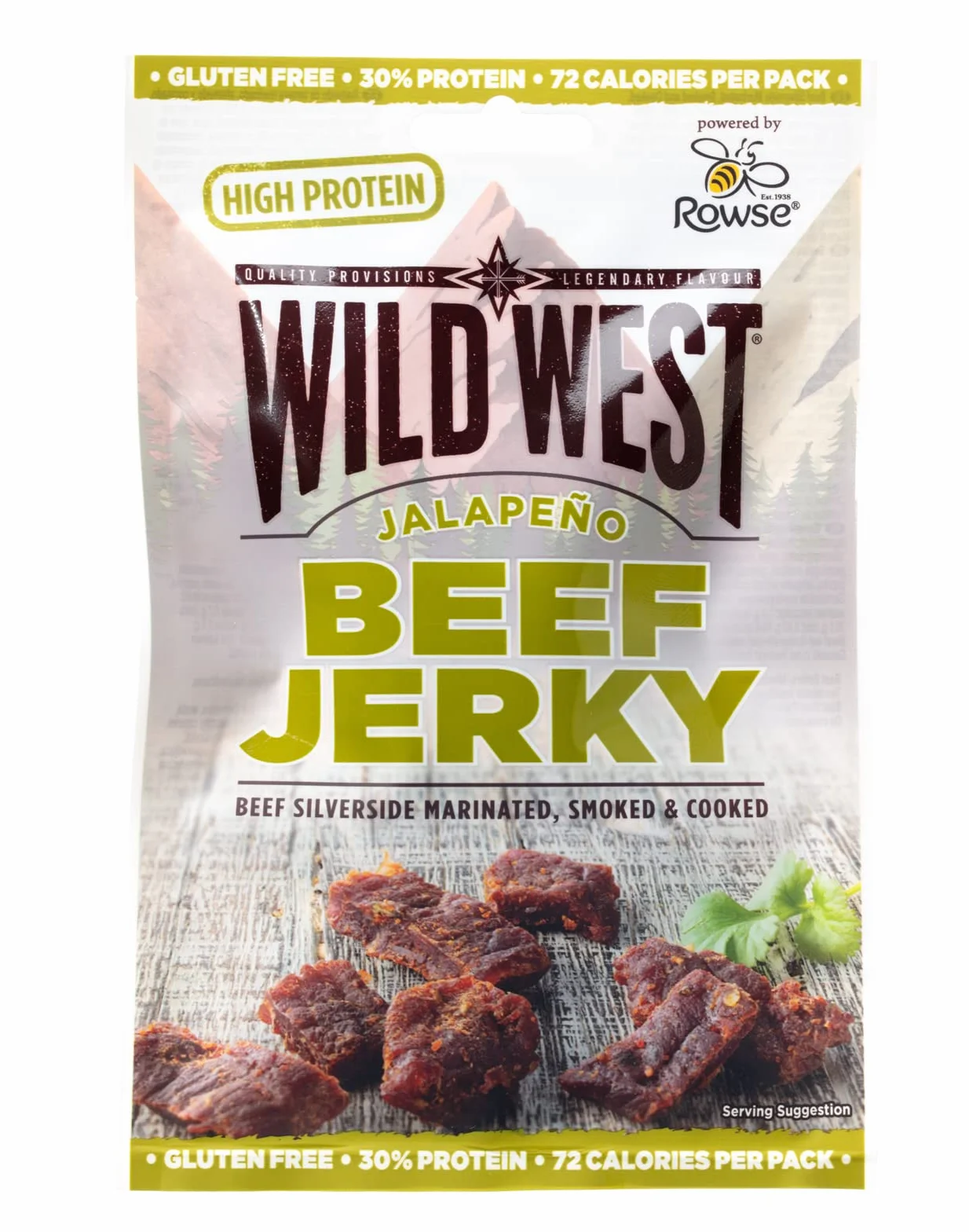 Wild West Beef Jerky, wysokobiałkowa suszona wołowina, przekąska proteinowa Beef Jerky, 16x25g Mix Box z suszoną wołowiną, 6x smak oryginaln, 6x BBQ z miodem, 4x jalapeno