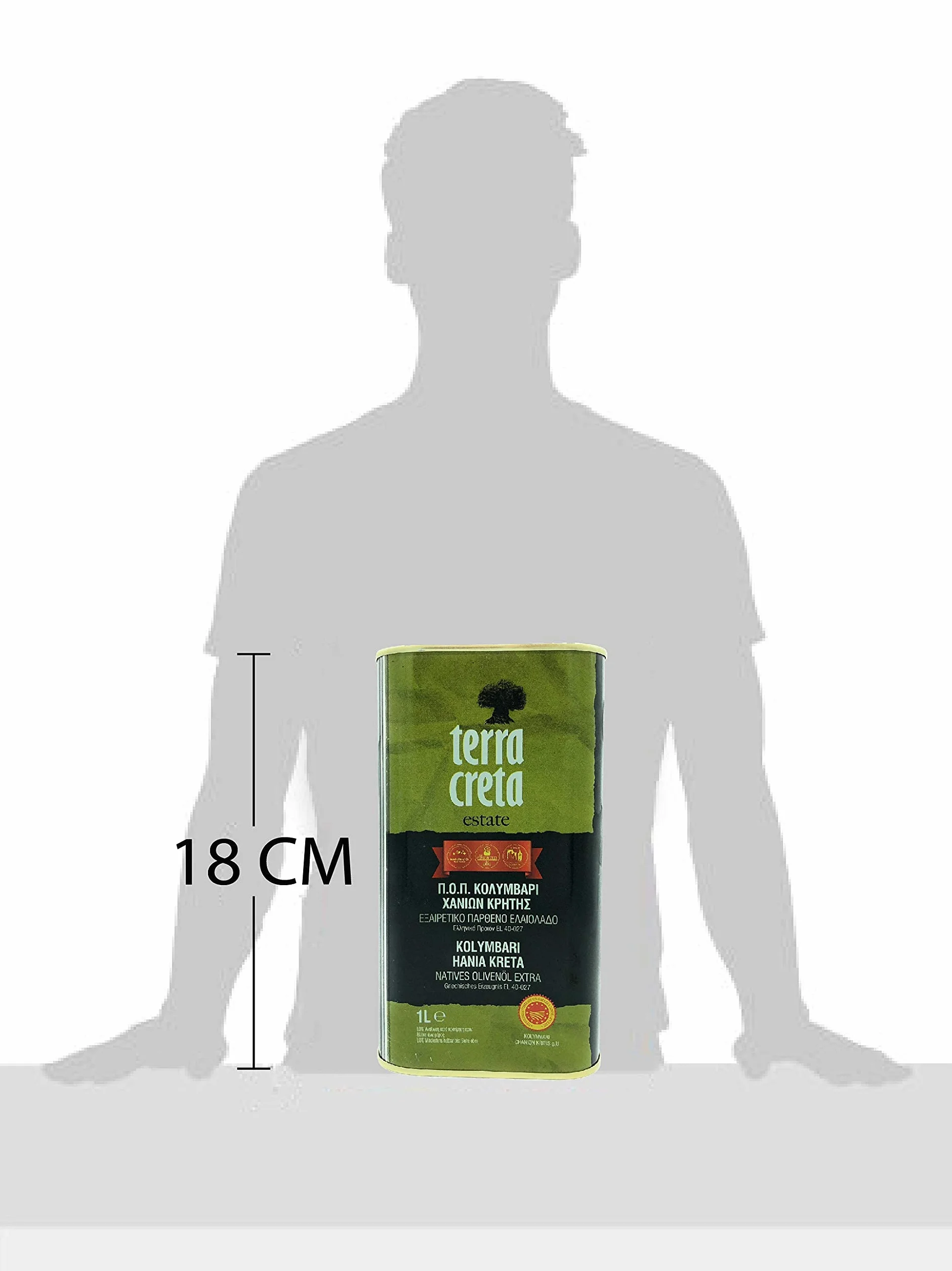 Terra Creta Estate PDO Kolymvari 1L – Oliwa Extra Virgin z Krety | Kwasowość <0,5% | Tłoczona na zimno | Odmiana Koroneiki | Chronione Oznaczenie Pochodzenia