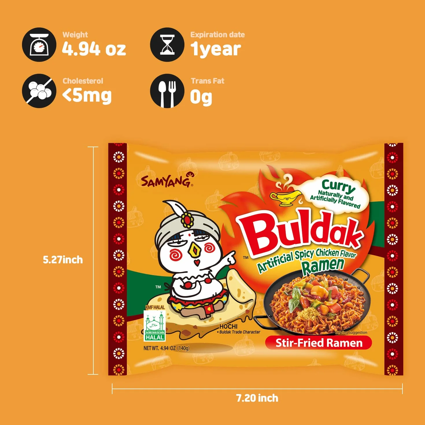 Samyang Buldak Ramen koreański gorący kurczak curry 140g (5 sztuk).