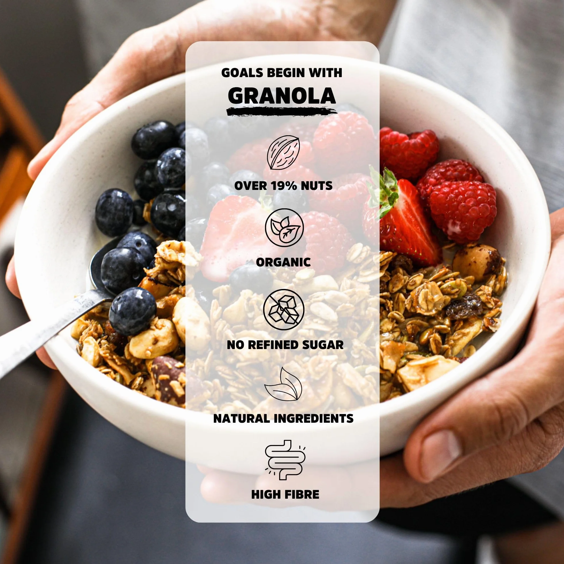 Rollagranola: Granola organiczna i orzechowa | 100% organiczna i naturalna żywność pełna, bez glutenu | wegańska | bez rafinowanych cukrów | opakowanie 400 g