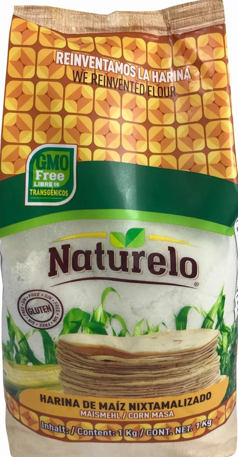 Mąka kukurydziana z 100% naturalnej kukurydzy, opakowanie 1 kg - Harina de Maiz Nixtamalizado NATURELO 1 kg