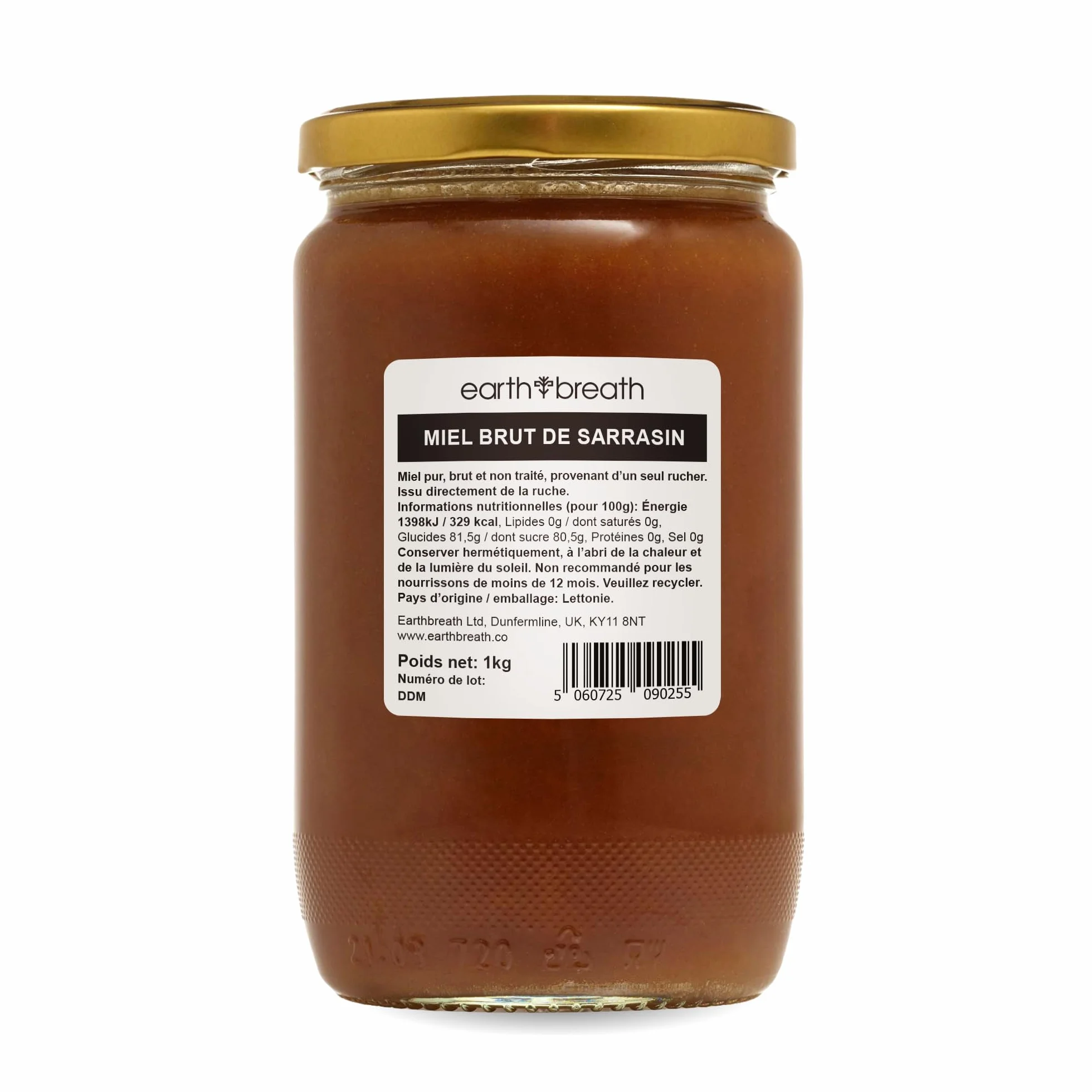 Earthbreath Kasza gryczana surowy miód 1 kg czysty niepasteryzowany niefiltrowany naturalny słodzik