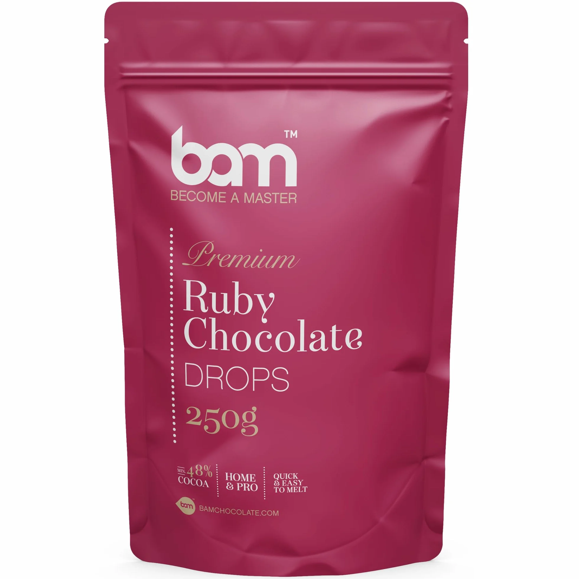 BAM Ruby Premium Czekoladowe Dropsy do topienia 250 g