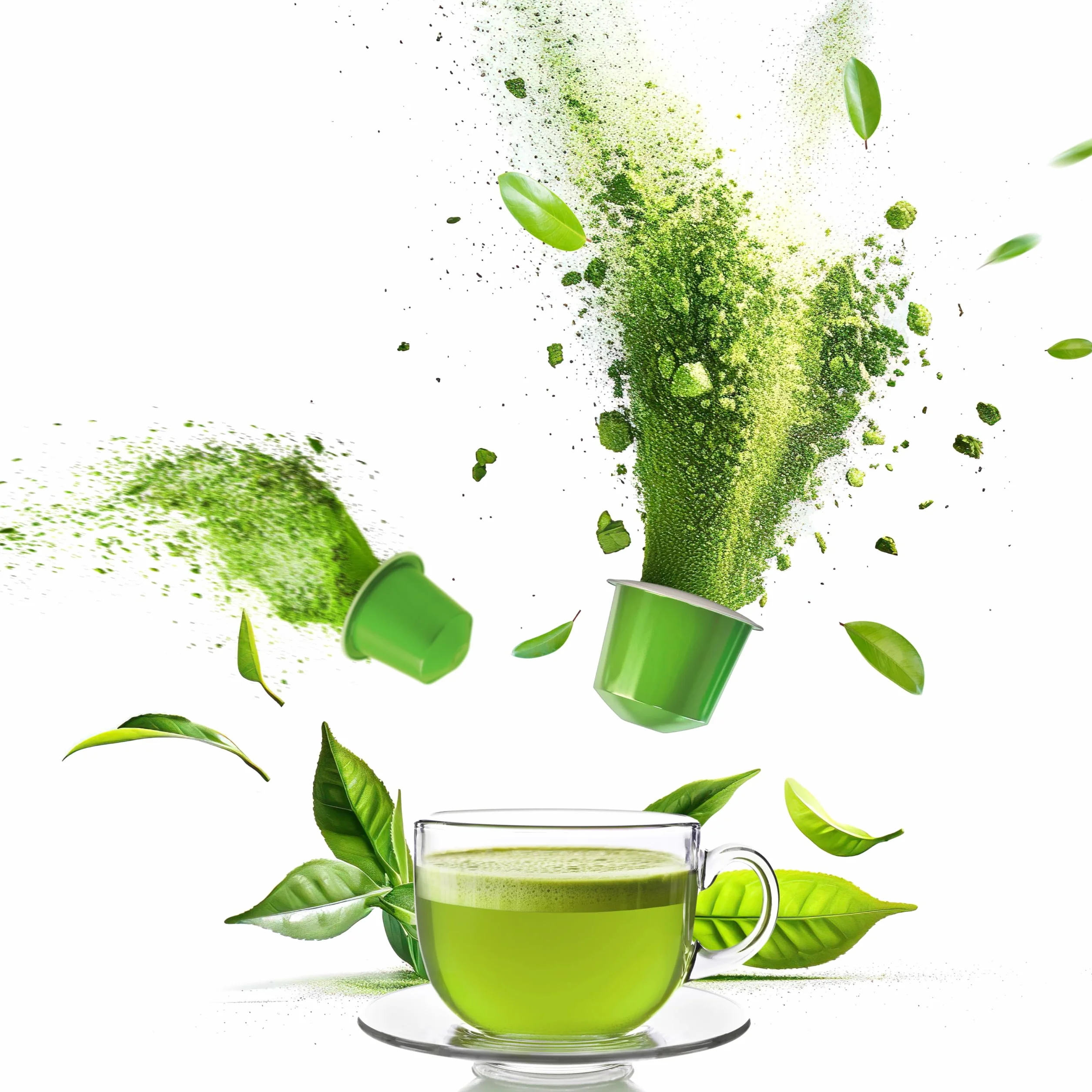Goodwei Organiczna herbata Matcha Ceremonialna w kapsułkach, 20 sztuk - Kapsułki w proszku Matcha kompatybilne z Nespresso
