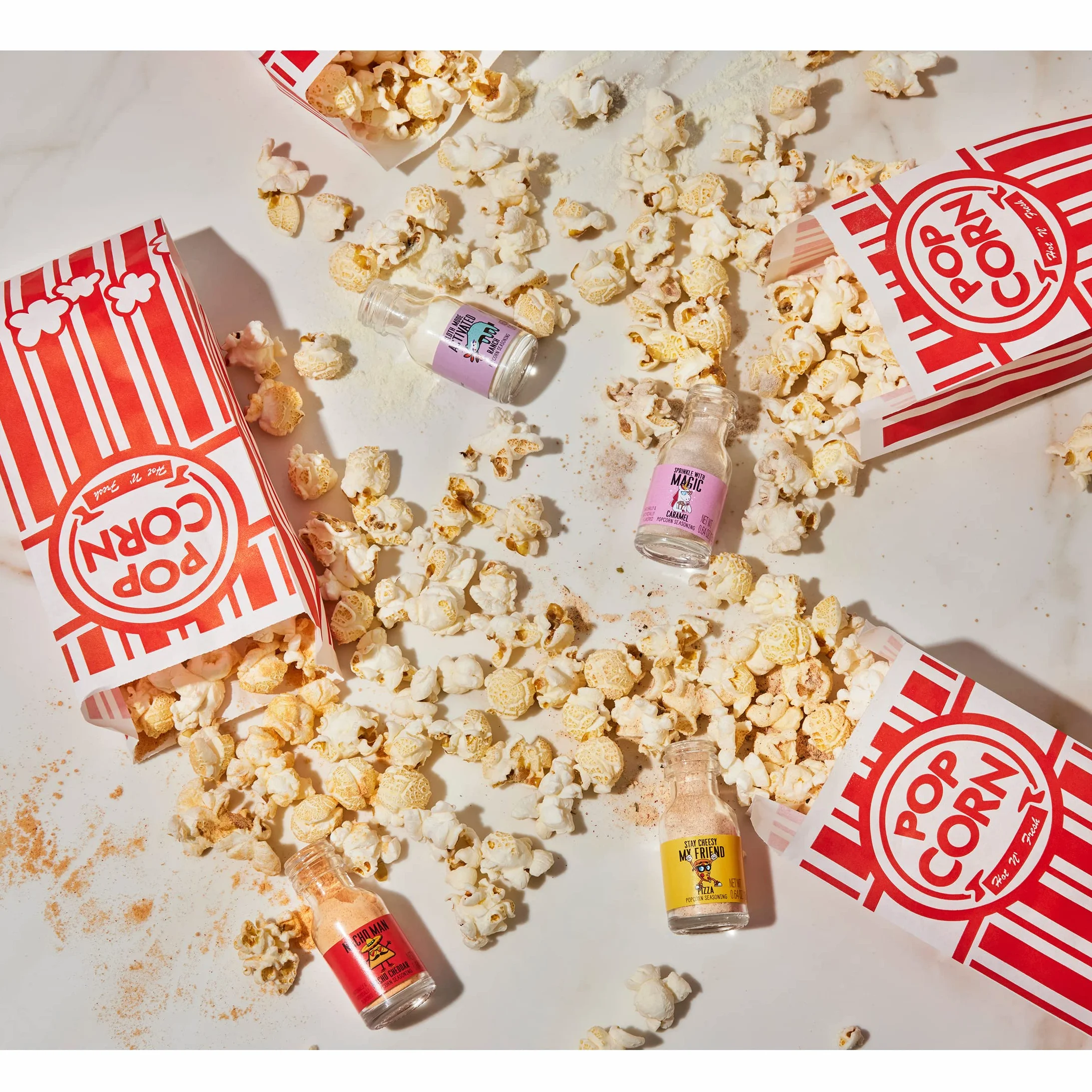 Thoughtfully Gourmet, próbka przypraw na imprezę popcornu, wegetariański zestaw do przypraw popcornu zawiera czajnik, kukurydzę czosnkową, parmezan czosnkowy, cheddar, karmel, popcorn masło i inne, opakowanie 10 sztuk