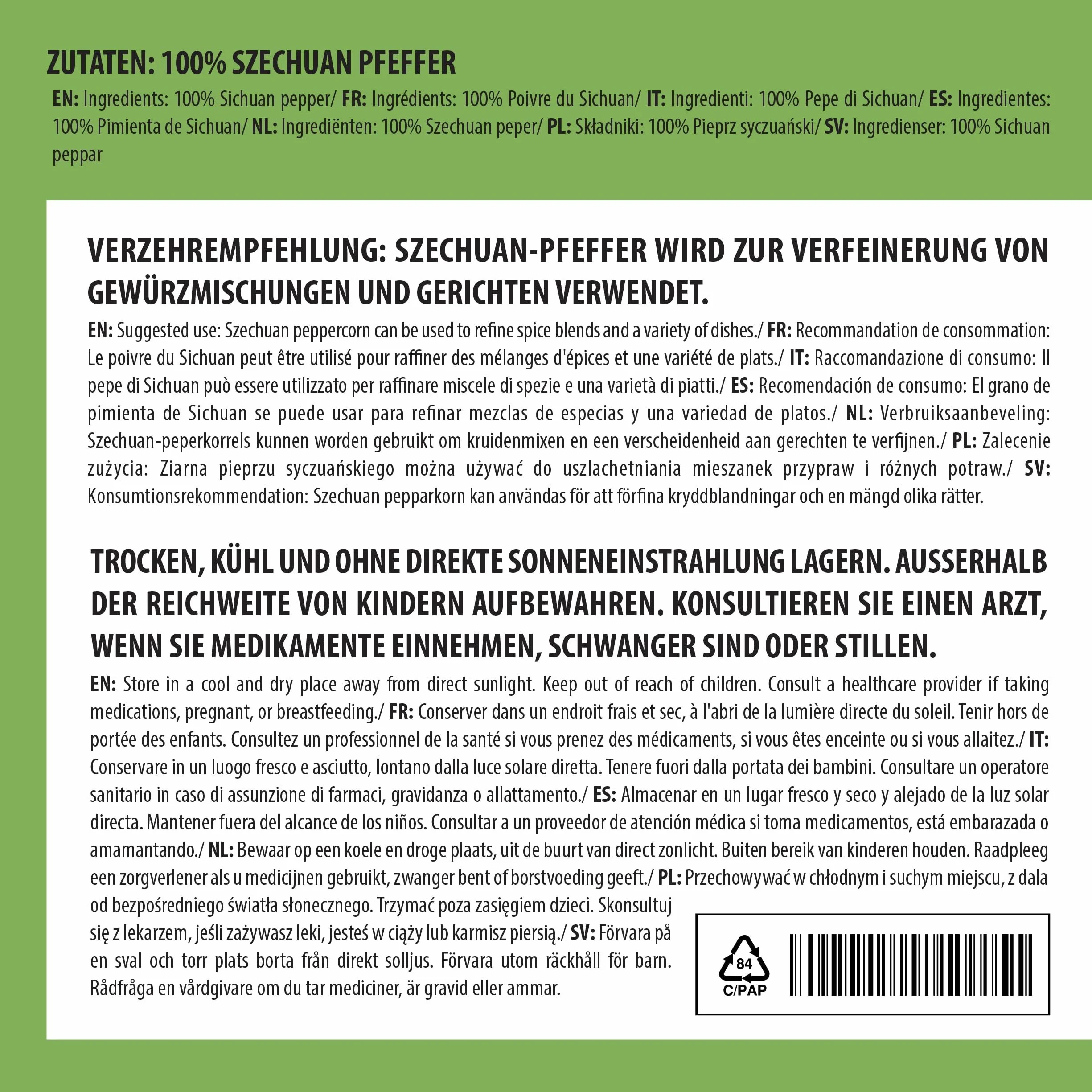 Alpi Nature Pieprz Syczuański Cały 100g, Czerwony Pieprz Syczuański, Pieprz Szechuański do Gotowania