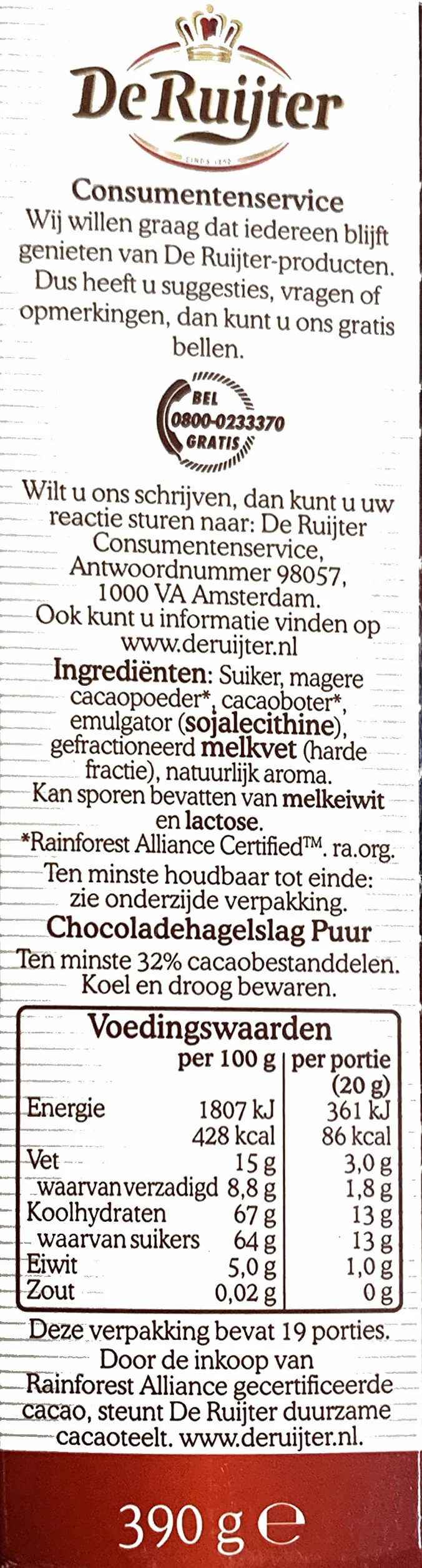 Zartbitter Schokoladenstreusel 380g