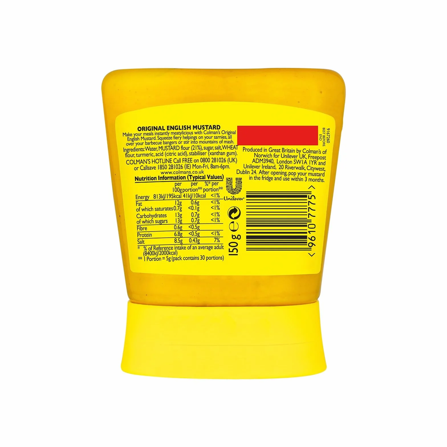 Colman's Original English Mustard, angielska musztarda drobno mielona w tubce (3 sztuki (3 x 150 g))