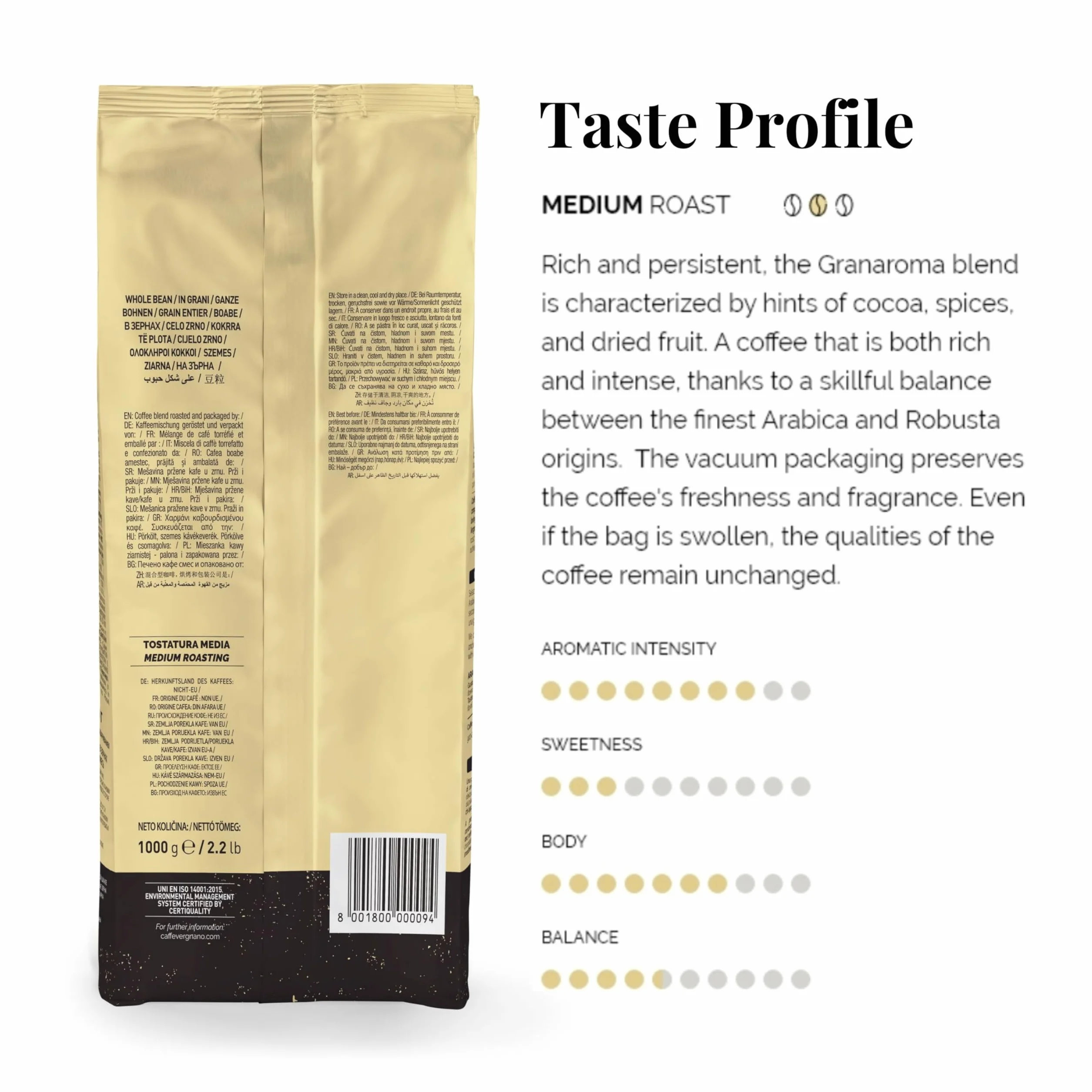 Caffè Vergnano 1882 Kawa Ziarnista Granaroma 1 kg