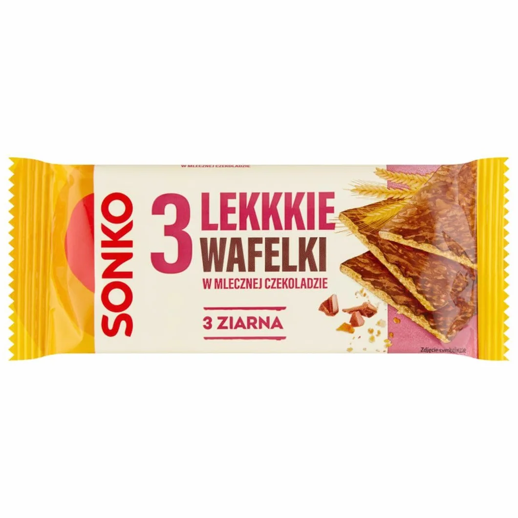 Sonko Lekkie wafelki 3 ziarna w mlecznej czekoladzie 36 g (3 sztuki)