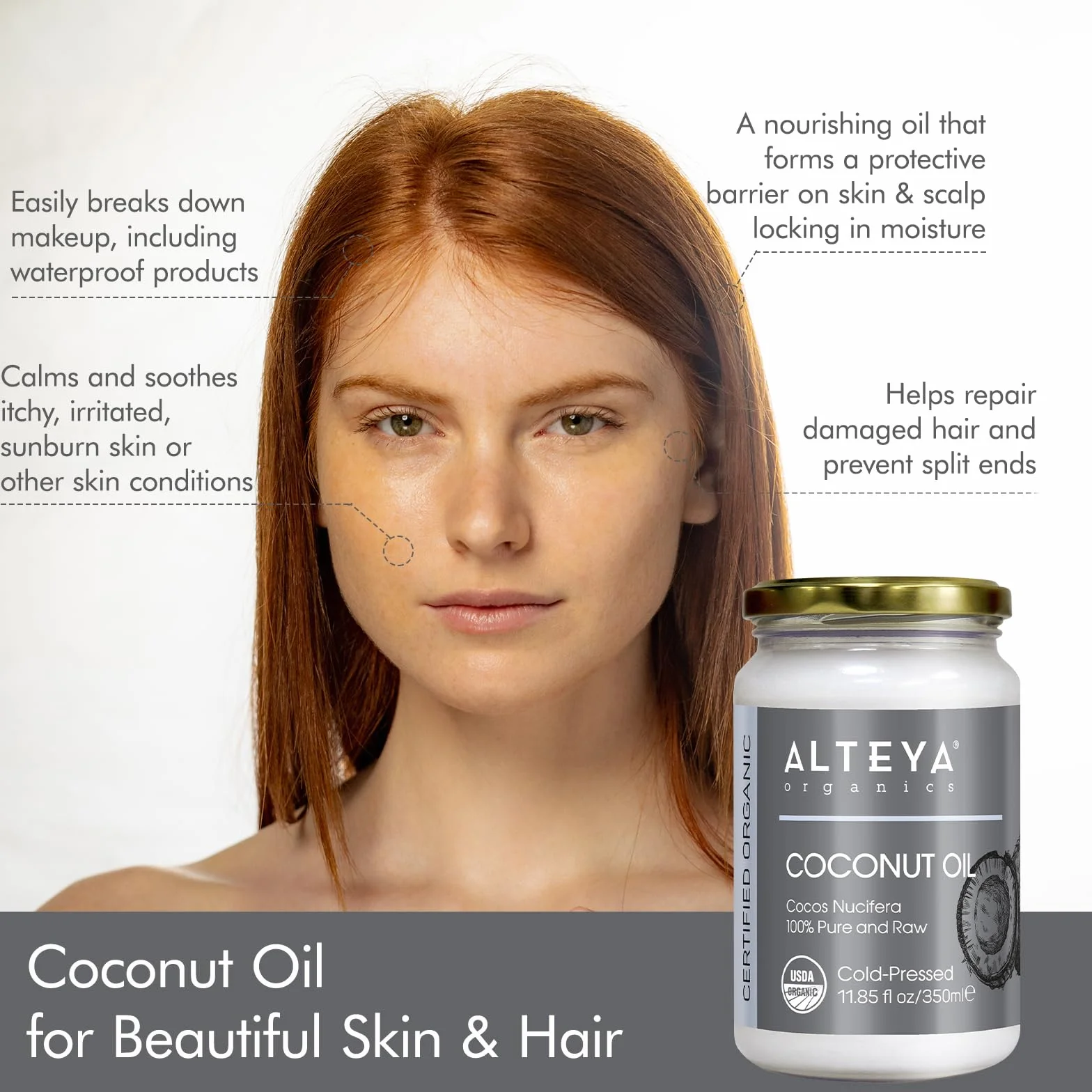 Alteya Bio Extra Virgin olej kokosowy 350 ml – Sri Lanka – 100% certyfikowane USDA czyste masło do ciała, włosów i ust