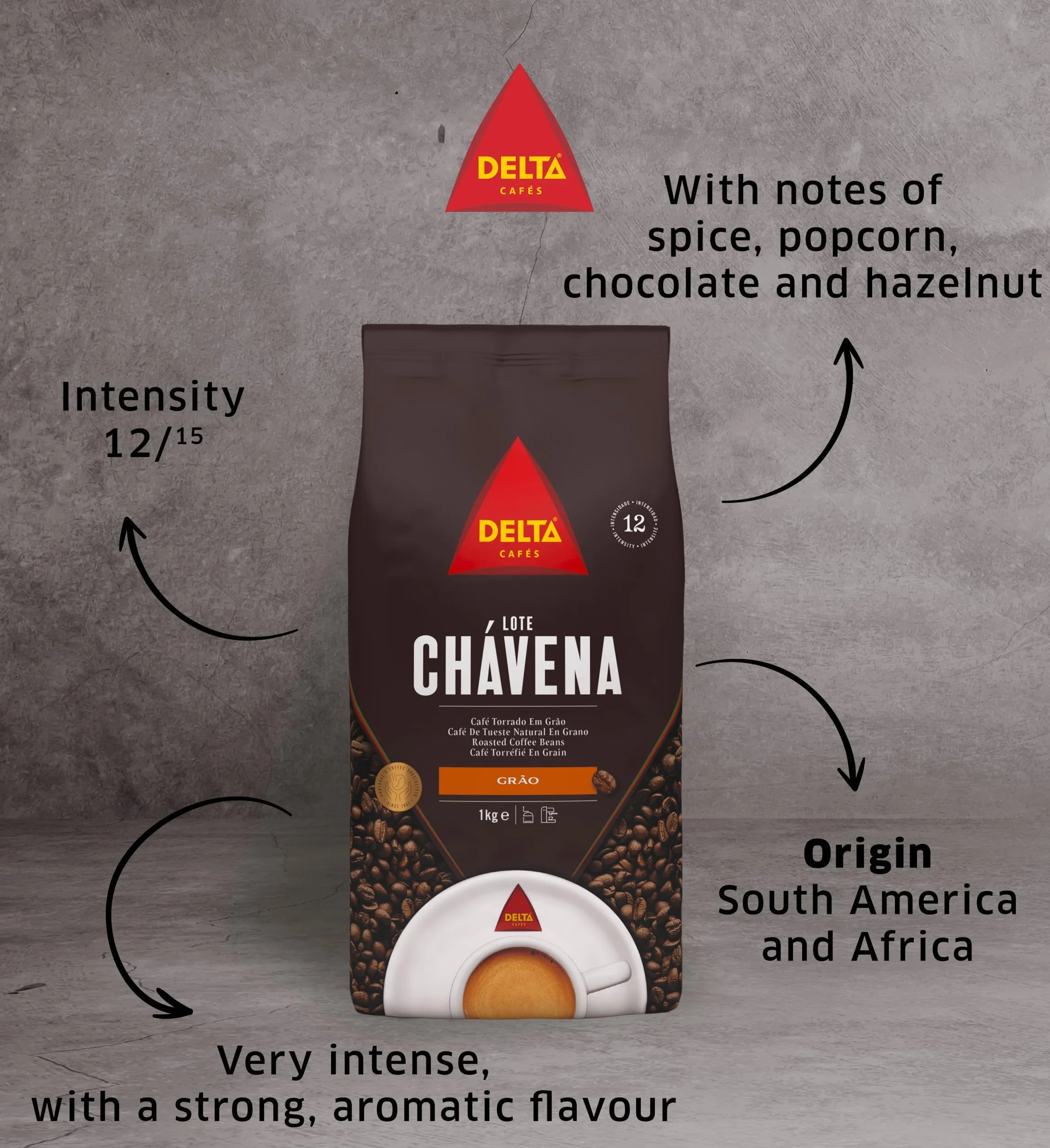 Delta Lote Chávena 1 kg – portugalskie ziarna kawy do espresso, Moka i filtra