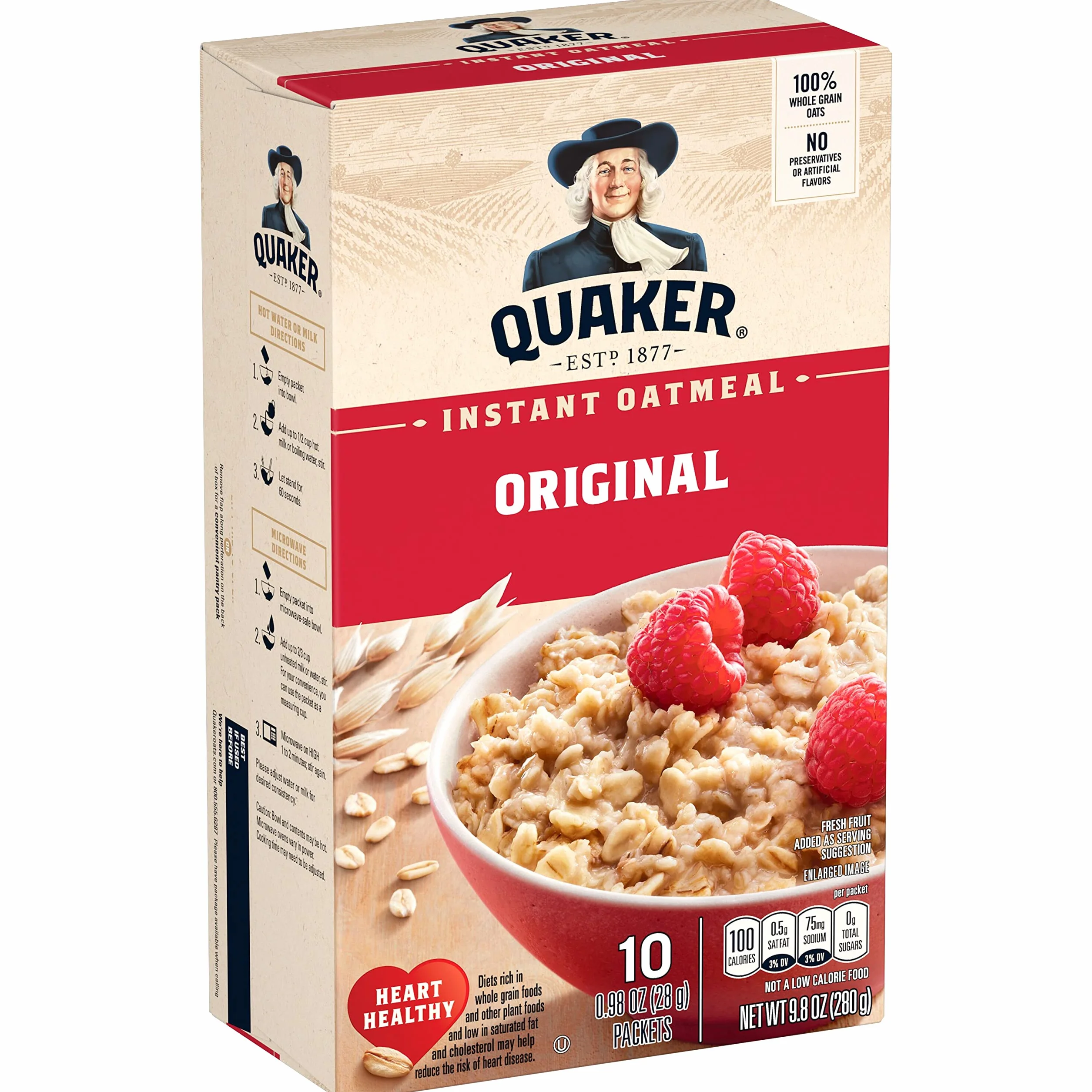 Quaker Natychmiastowe płatki owsiane, oryginalne, 27,8 g opakowania (10 sztuk)