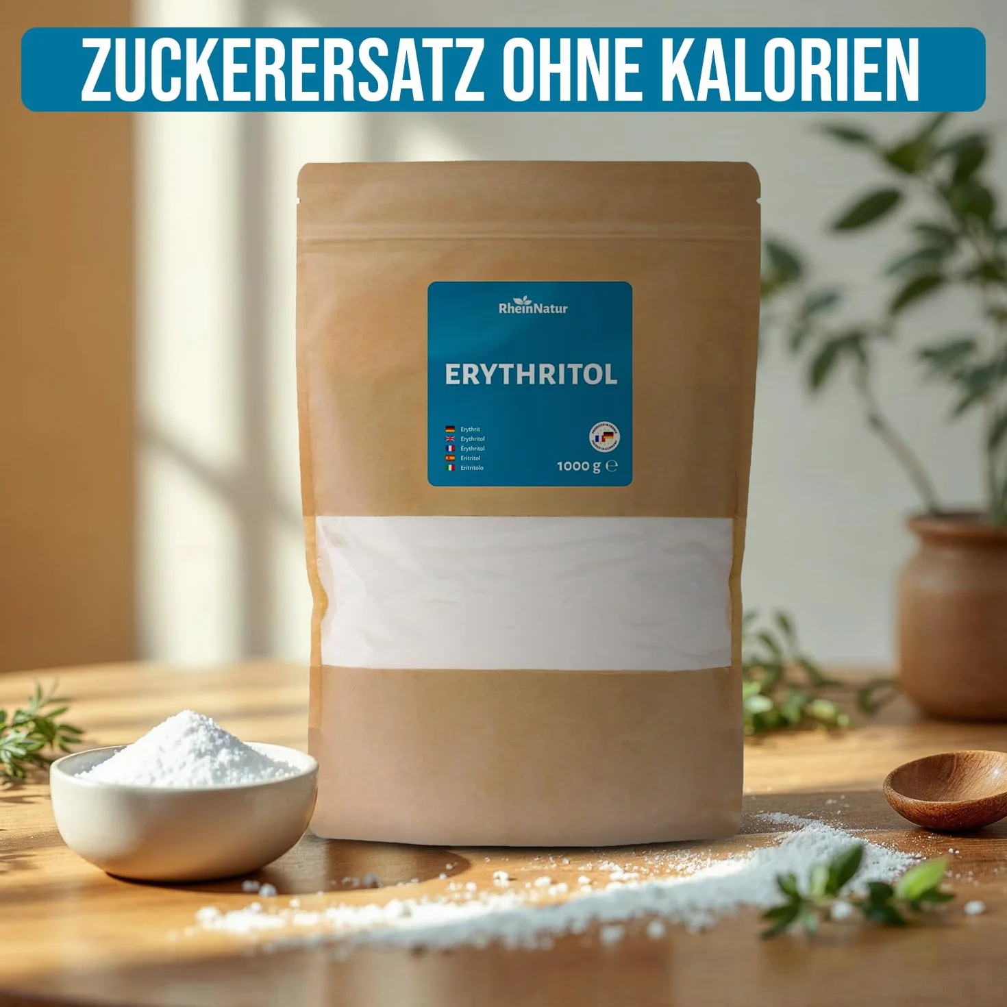 Erytryt 1 kg – zamiennik cukru bez kalorii, wegański, bezglutenowy