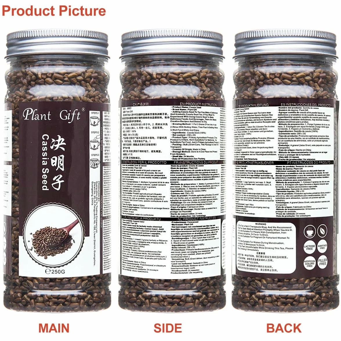 Plant Gift Cassia Angustifolia Tea, 决明子 Chiński Medycyna Ziołowa Cassia Nasiona Herbata Organic Gotowany Sprzyżowy Detox Detox Wzrok Weight Waga Zdrowie Kwiat Herbata Ochrona oczu 250g /8.8oz
