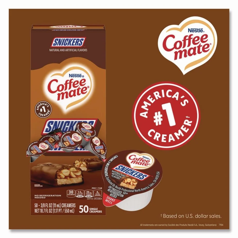 Kawa spożywcza płynna śmietana do kawy, snickers, mini filiżanki 10 ml, 50/pudełko