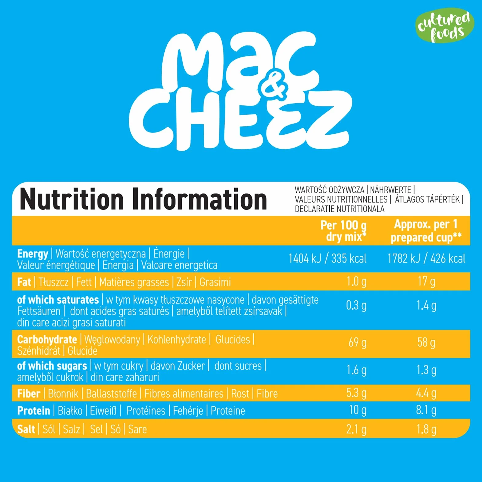 Cultured Foods Wegańskie Mac And Cheese Bez Glutenu Wegański Ser Bez Laktozy Zestaw 2x MAC & CHEEZ