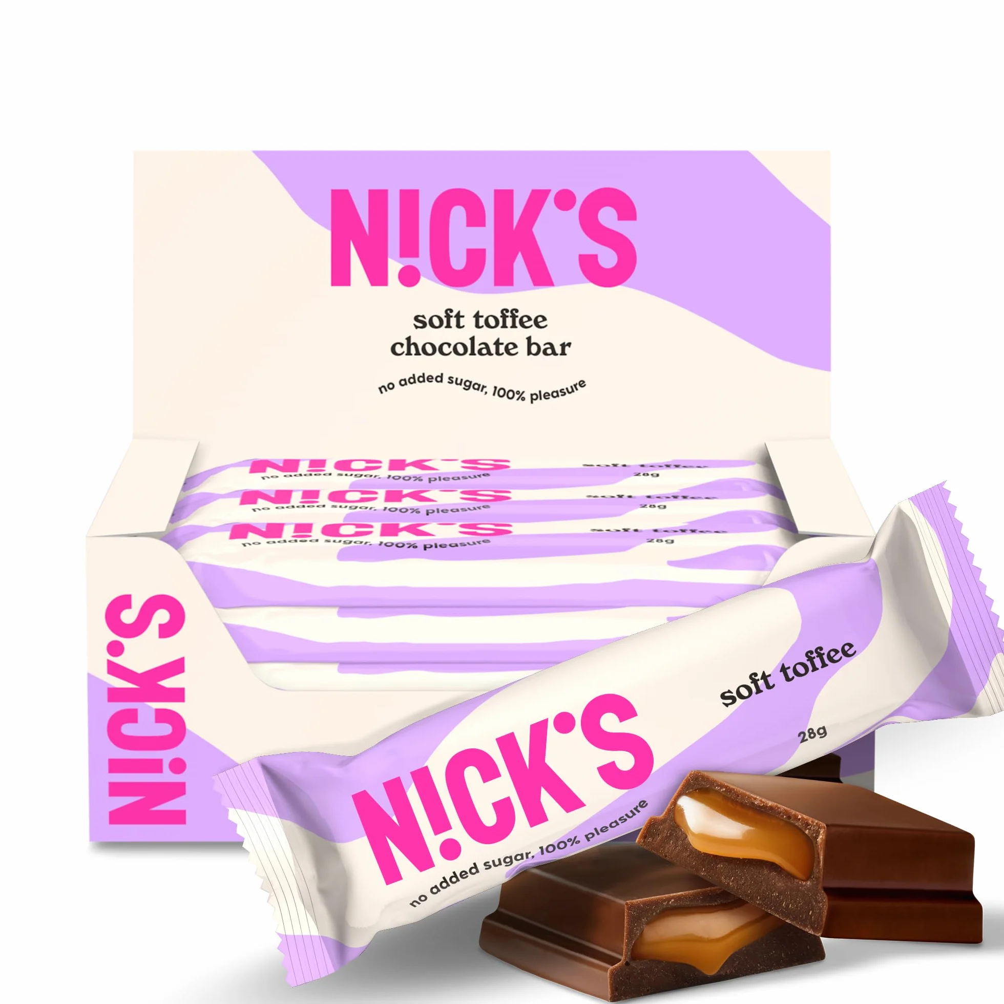 NICKS Soft toffee batonik czekoladowy keto bez cukru low carb 110 kalorii 3.5g węglowodanów netto 15x28g