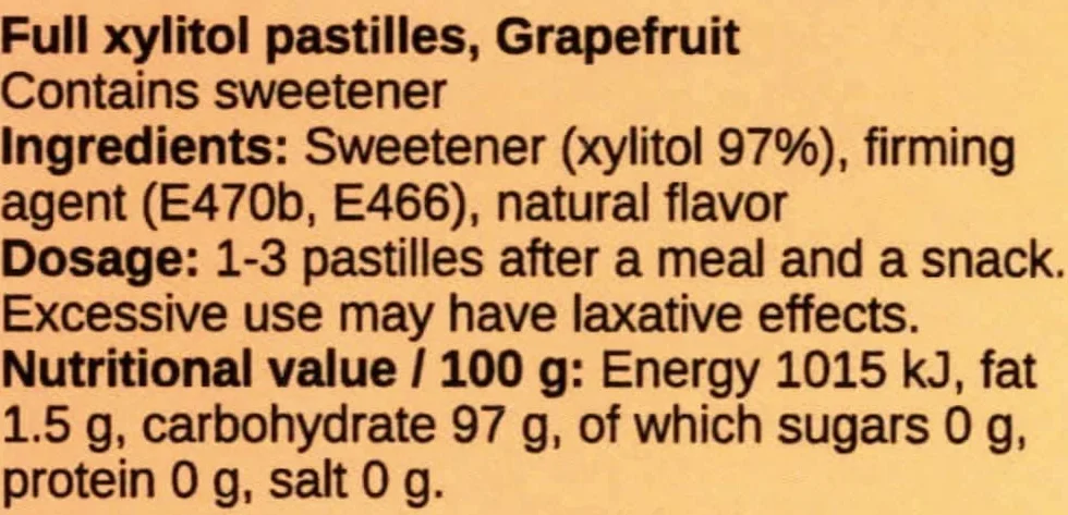 Xylingxyling pastylki z ksylitolem 90g 160 szt Grejpfrut bez cukru bez glutenu