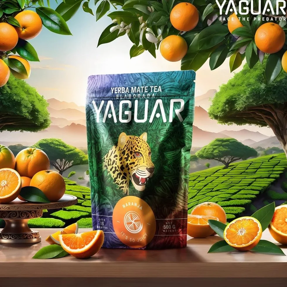 Yaguar Naranja Yerba Mate z Pomarańczą 0,5 kg - Brazylijska Herbata Mate 500 g