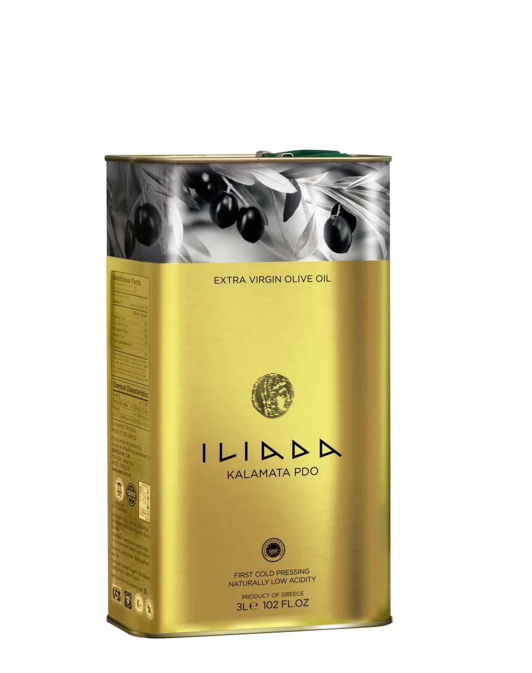 Iliada Oliwa z oliwek z pierwszego tłoczenia ekstra, kanister 3 l, Grecja, Kalamata PDO