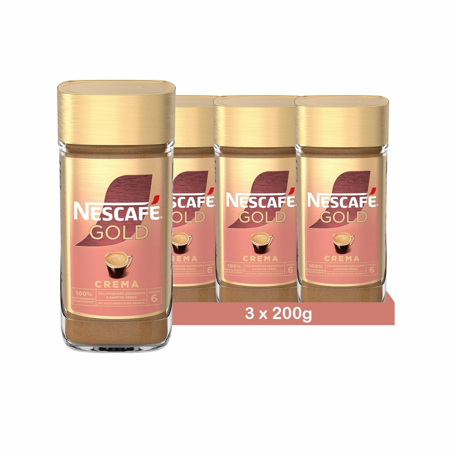 NESCAFÉ Gold Crema, kawa rozpuszczalna, szkło 200 g, 3 sztuki