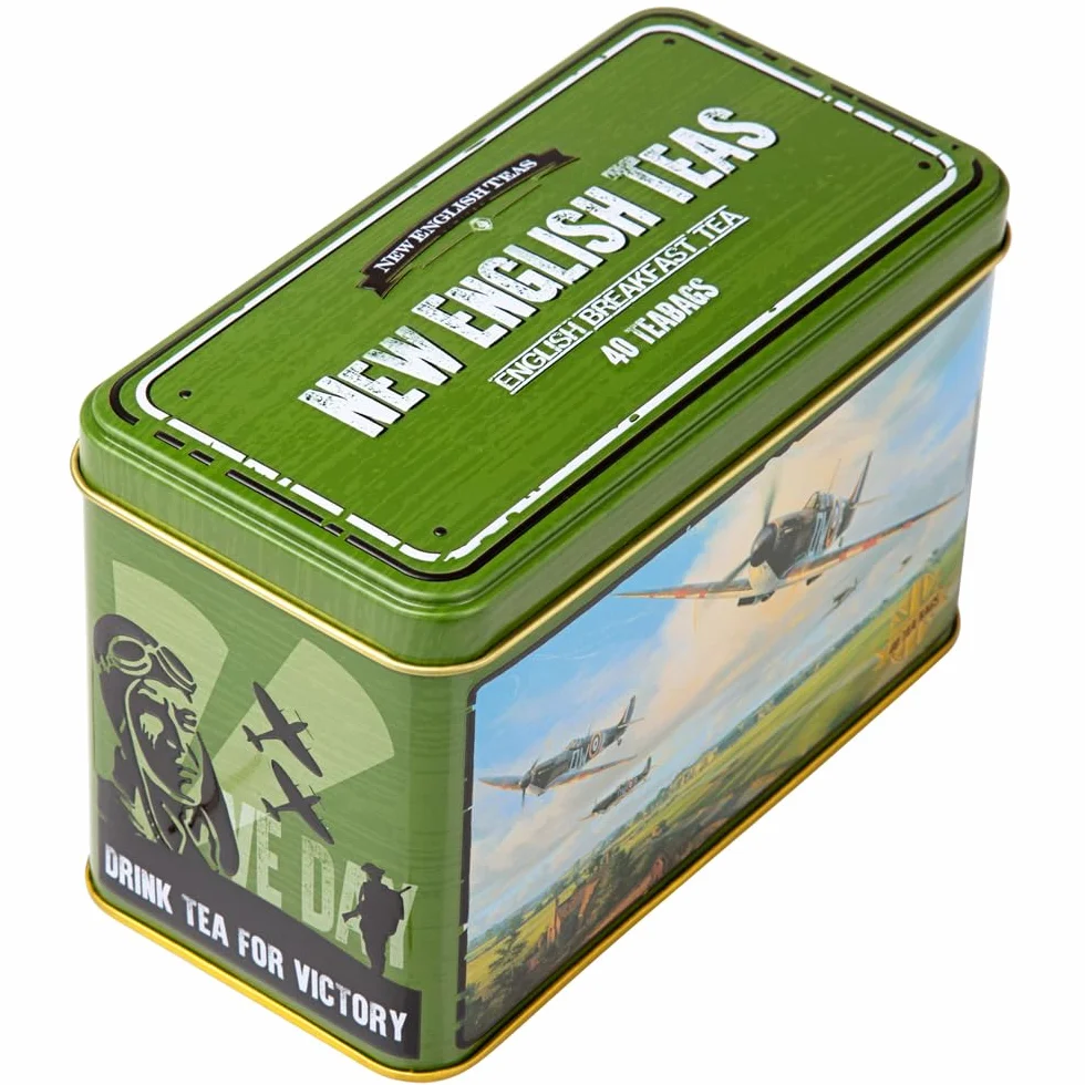 New English Teas Vintage Supermarine Spitfire puszka do herbaty z 40 angielskimi torebkami śniadaniowymi