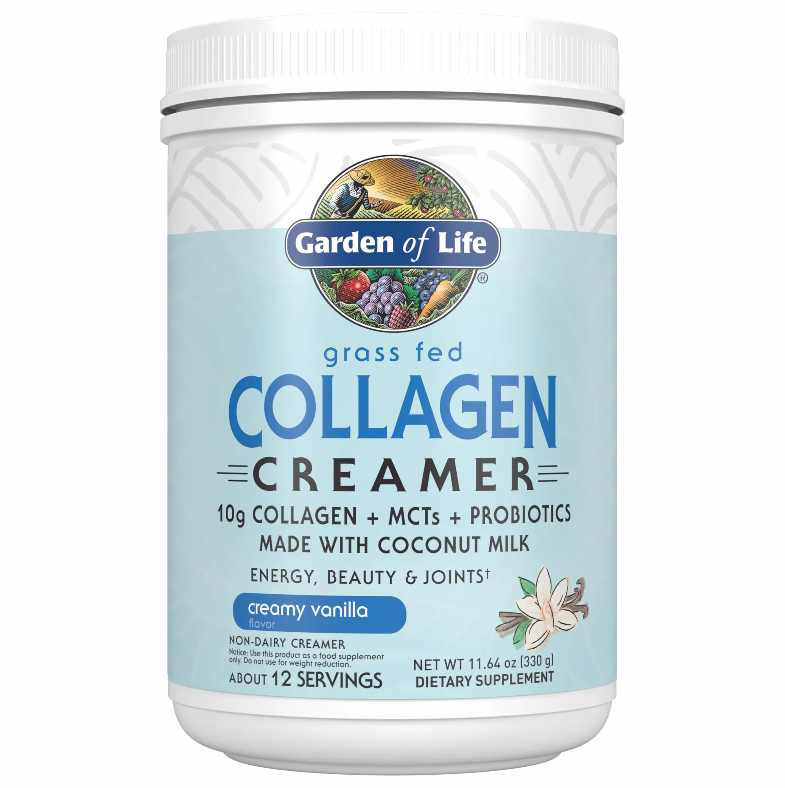 Garden of Life Grass Fed Collagen Creamer, Creamy Vanilla 330g