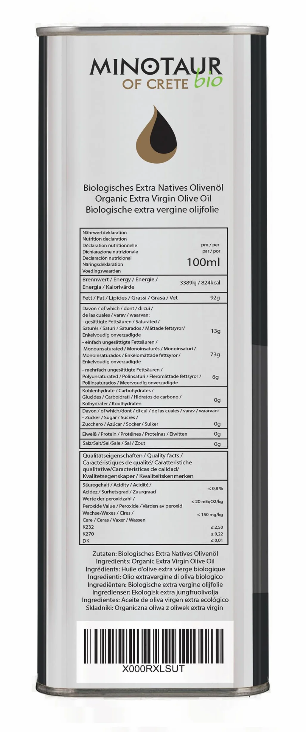 Minotaur z Krety | Organiczna oliwa z oliwek extra virgin premium z Krety | 1 litr | Zbiory 2025-26 | Wytłoczona na zimno