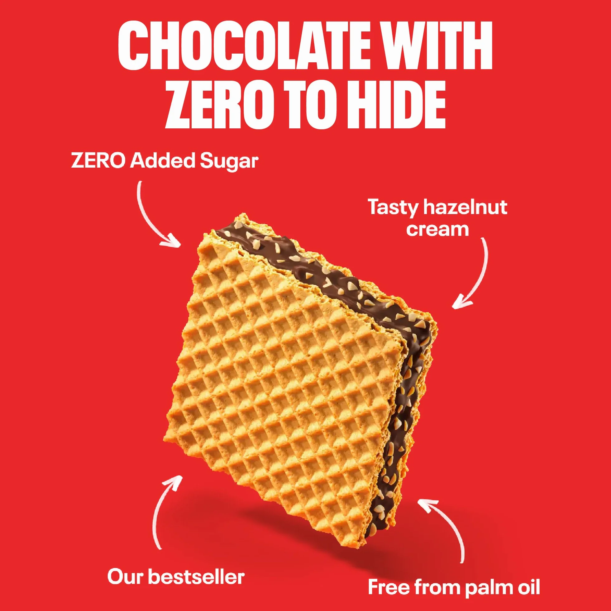 NEOH Niskowęglowodanowe wafle z czekoladą z orzechami laskowymi, 1 g cukru, 95 kcal, 21 g (12 sztuk)