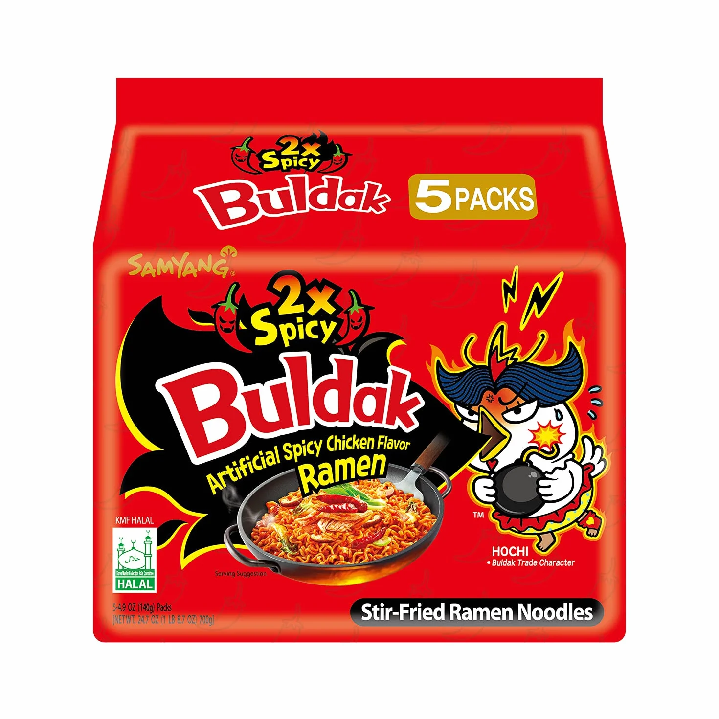 Samyang Bulldark kurczak smażony makaron, (5 x 140 g)